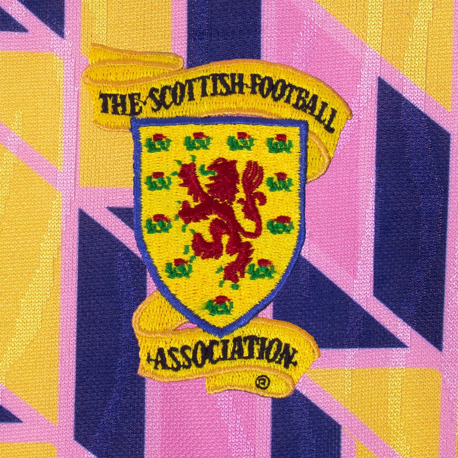 Scotland retro 1990 football shirt. Replica shirt in multi colour with crest to chest