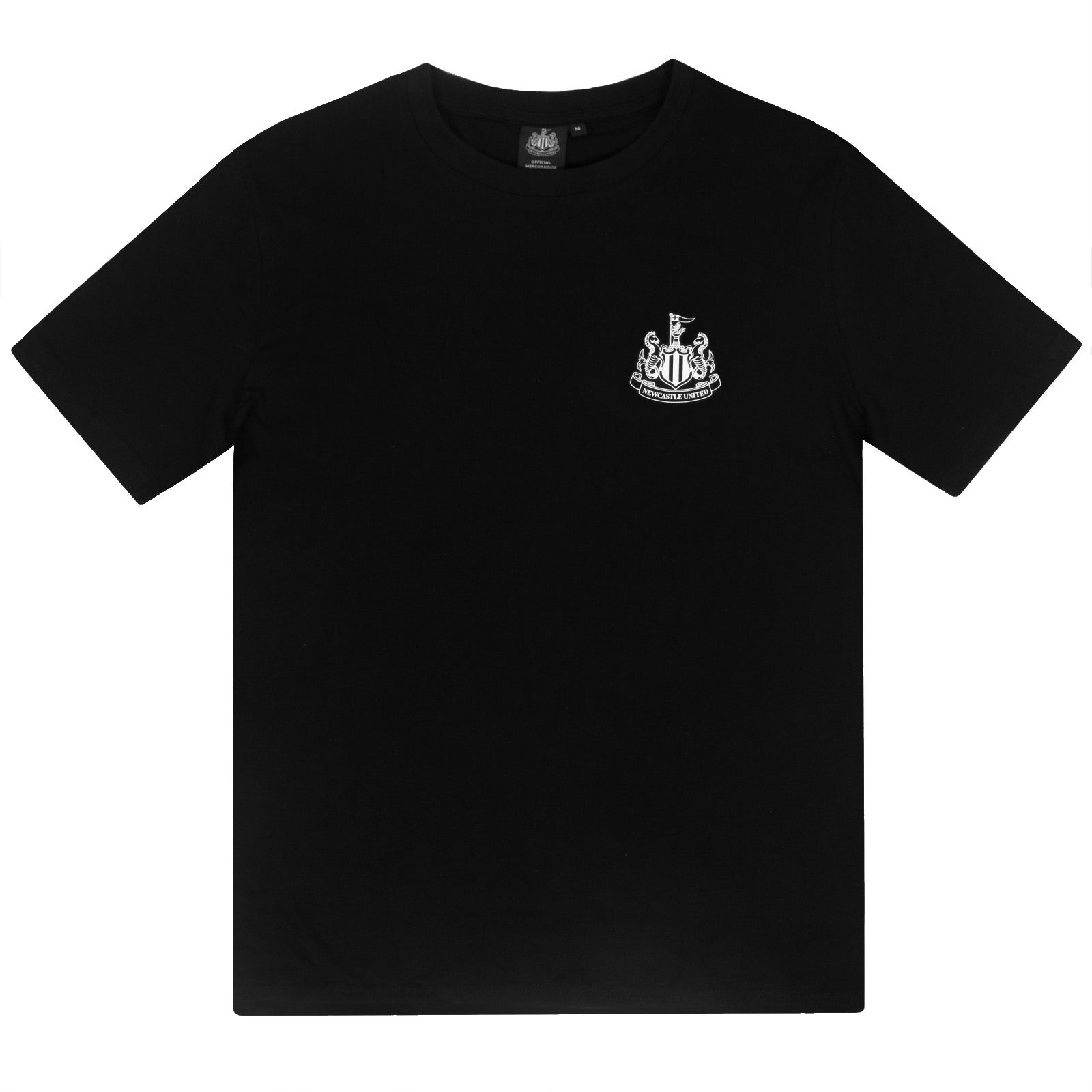 Newcastle United adults long pyjamas in black and white. Short sleeve top featuring club crest to chest. Long bottoms with club crest to leg and NEWCASTLE text on the waistband