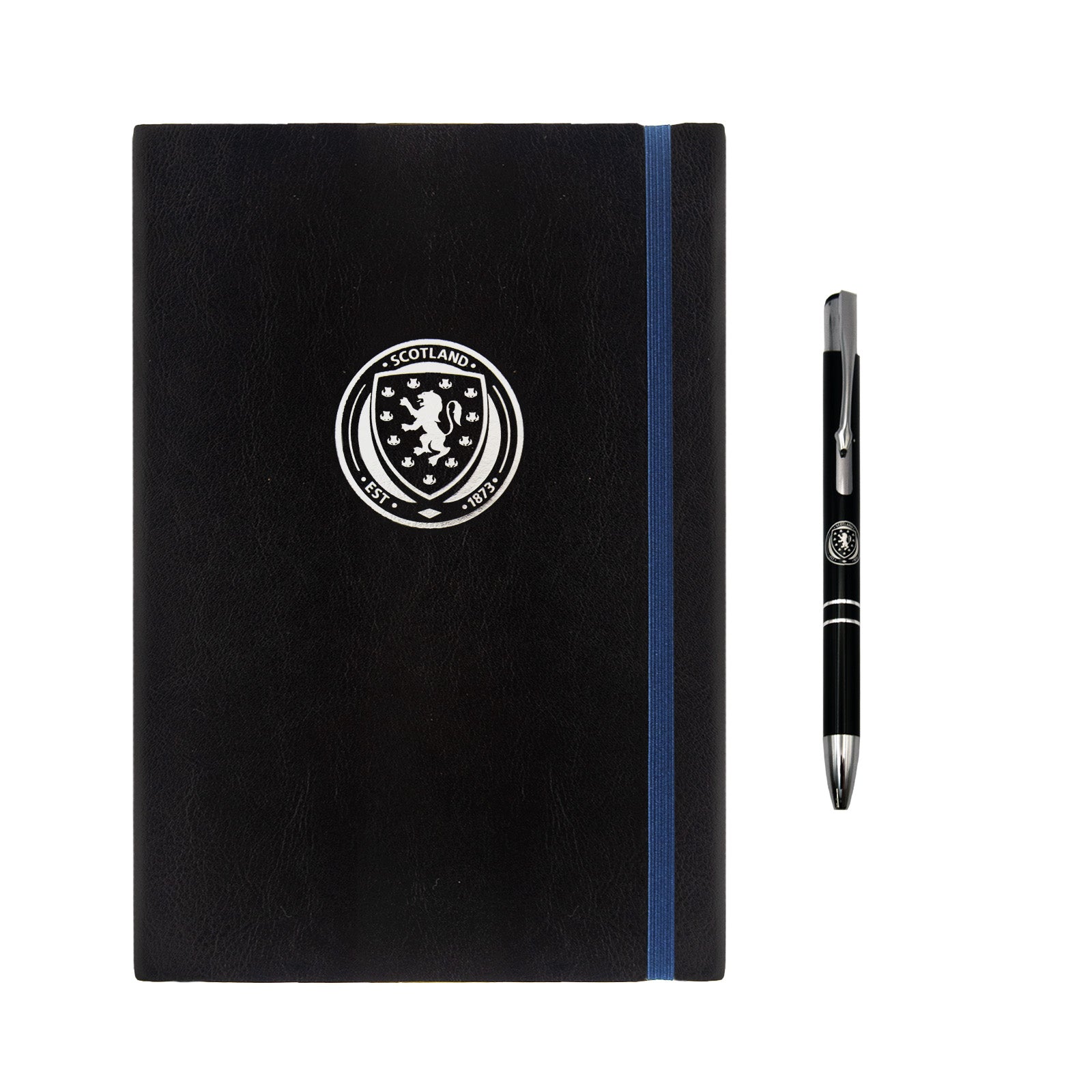 Scotland FA notebook & pen in navy with silver foil crest in national team design gift box.