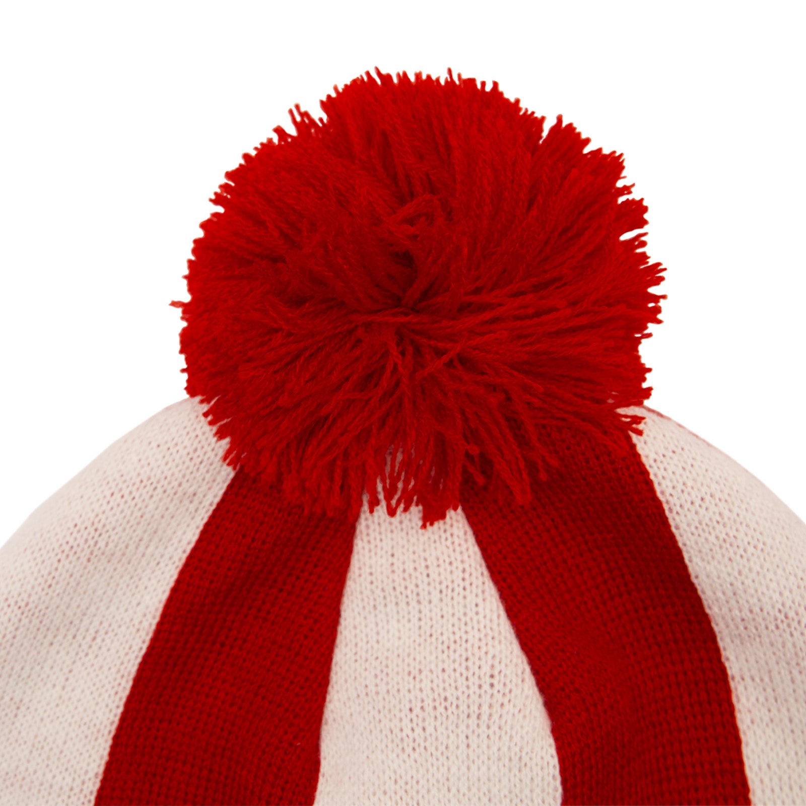 Sunderland retro knitted bobble hat in red, white & black with Vaux text to front
