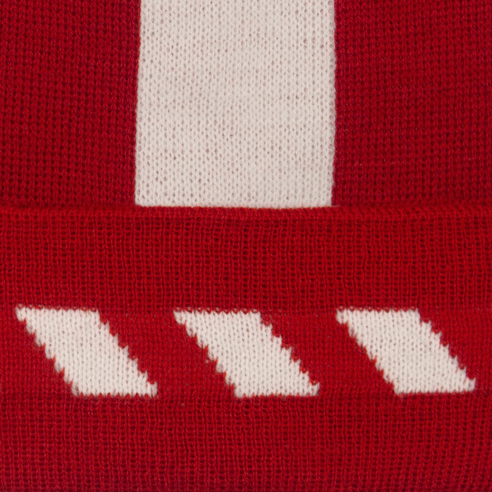 Sunderland retro knitted bobble hat in red, white & black with Vaux text to front