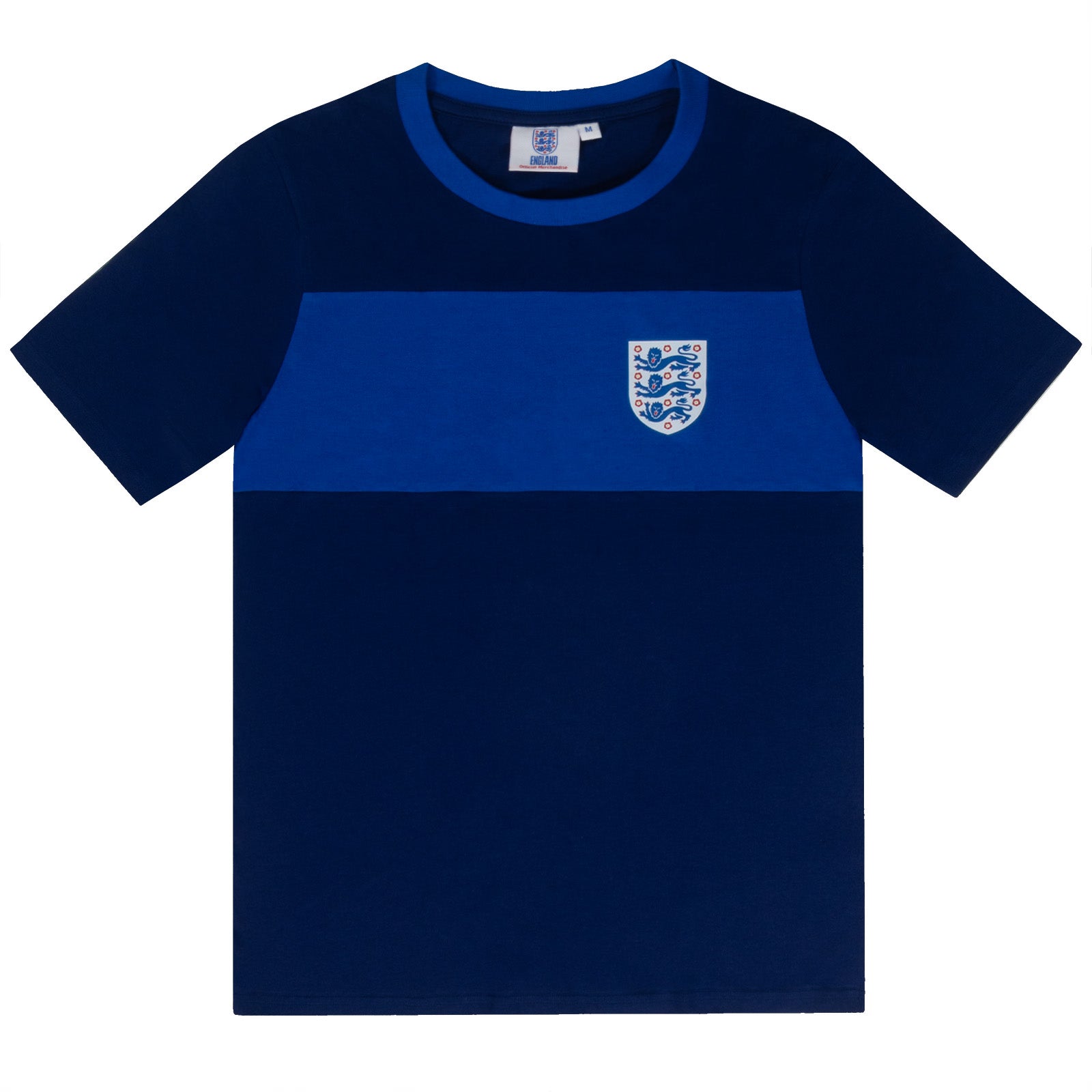 England adults premium pyjamas in navy blue. Short-sleeved t-shirt and full-length bottoms featuring the three lions national team crest plus 'ENGLAND' text to the waistband