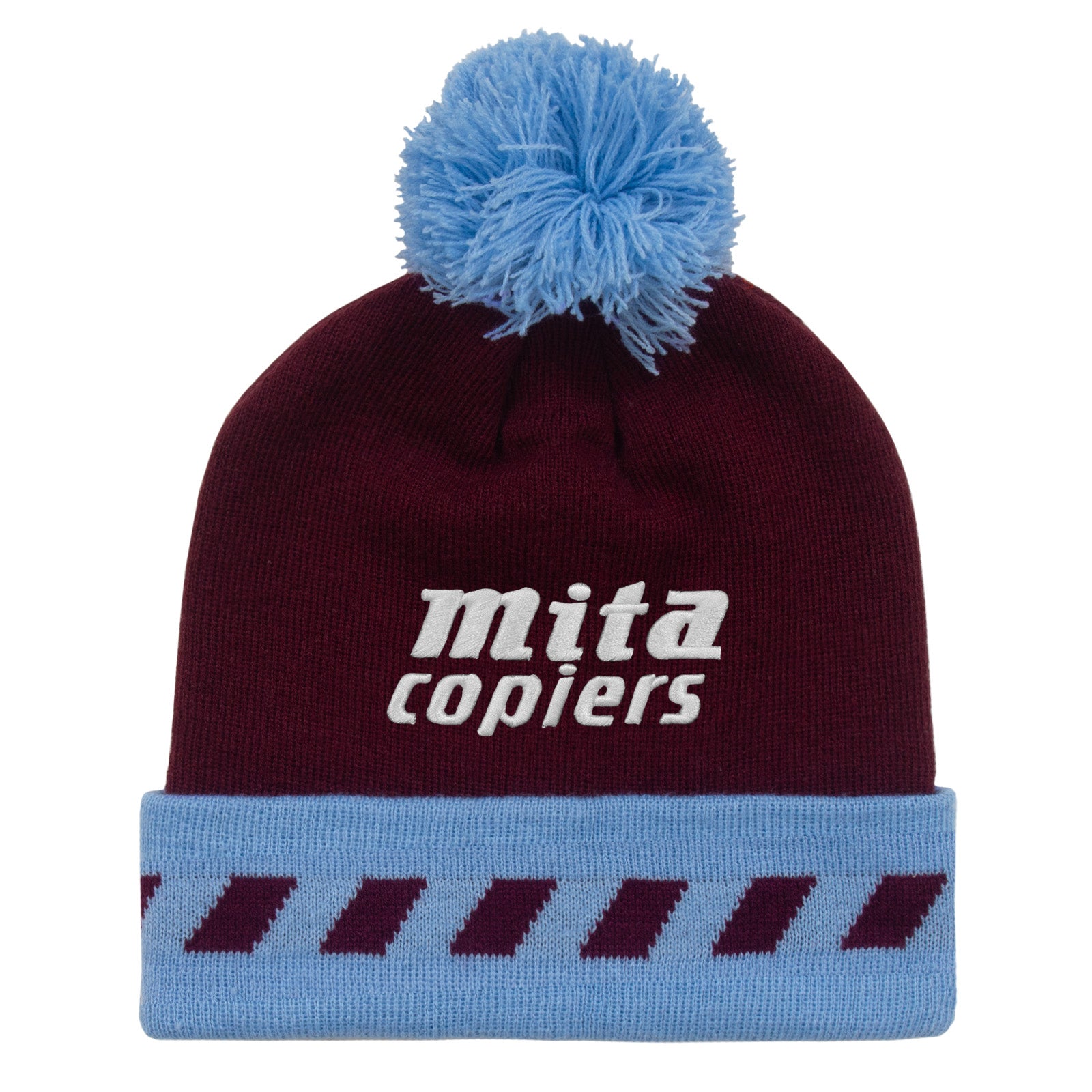 Aston Villa retro knitted bobble hat in claret & blue 1989 colours