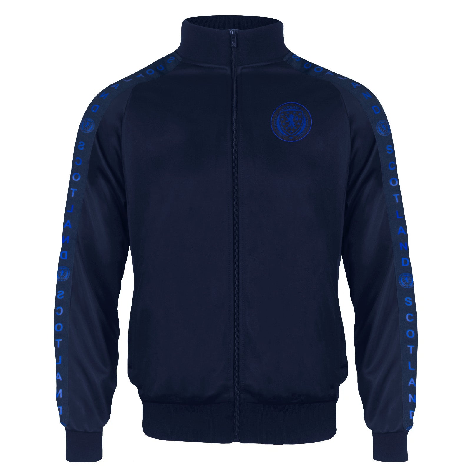 Scotland kids taped tracksuit in navy blue with SFA team crest and text to both top & pants