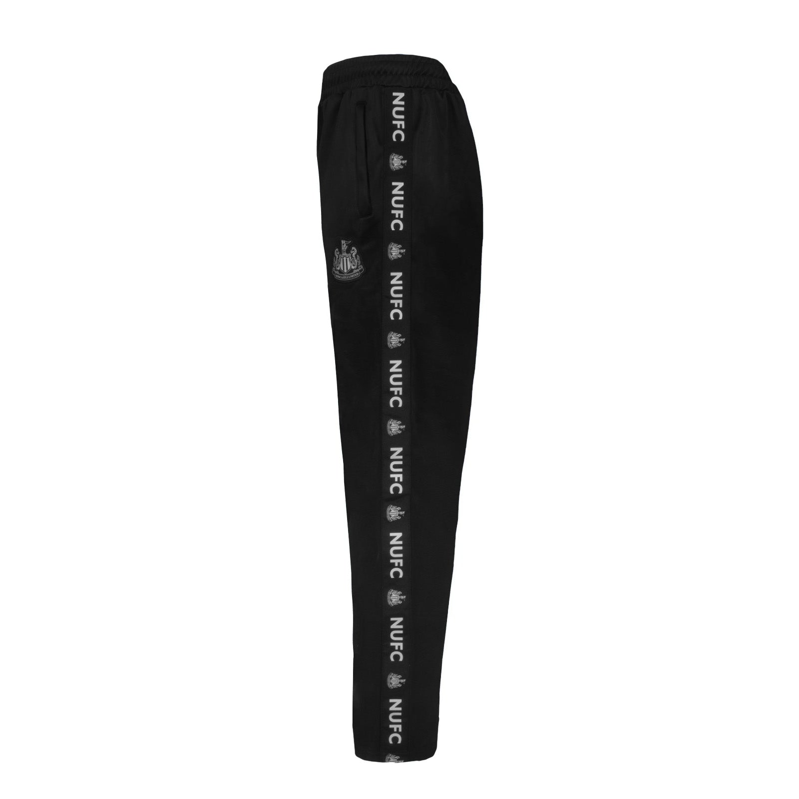 Newcastle United kids taped tracksuit in black with club crest and text to both top & pants