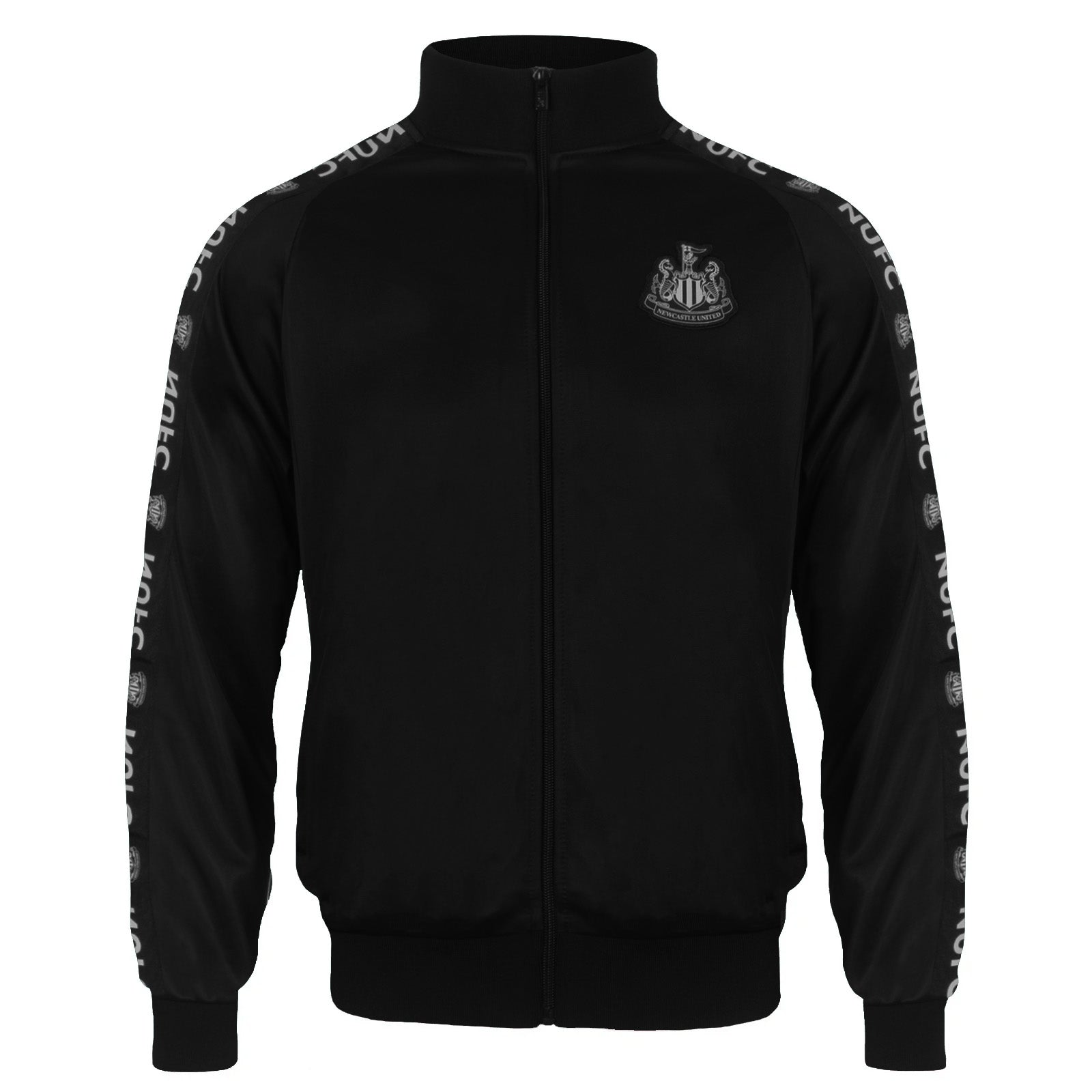 Newcastle United kids taped tracksuit in black with club crest and text to both top & pants
