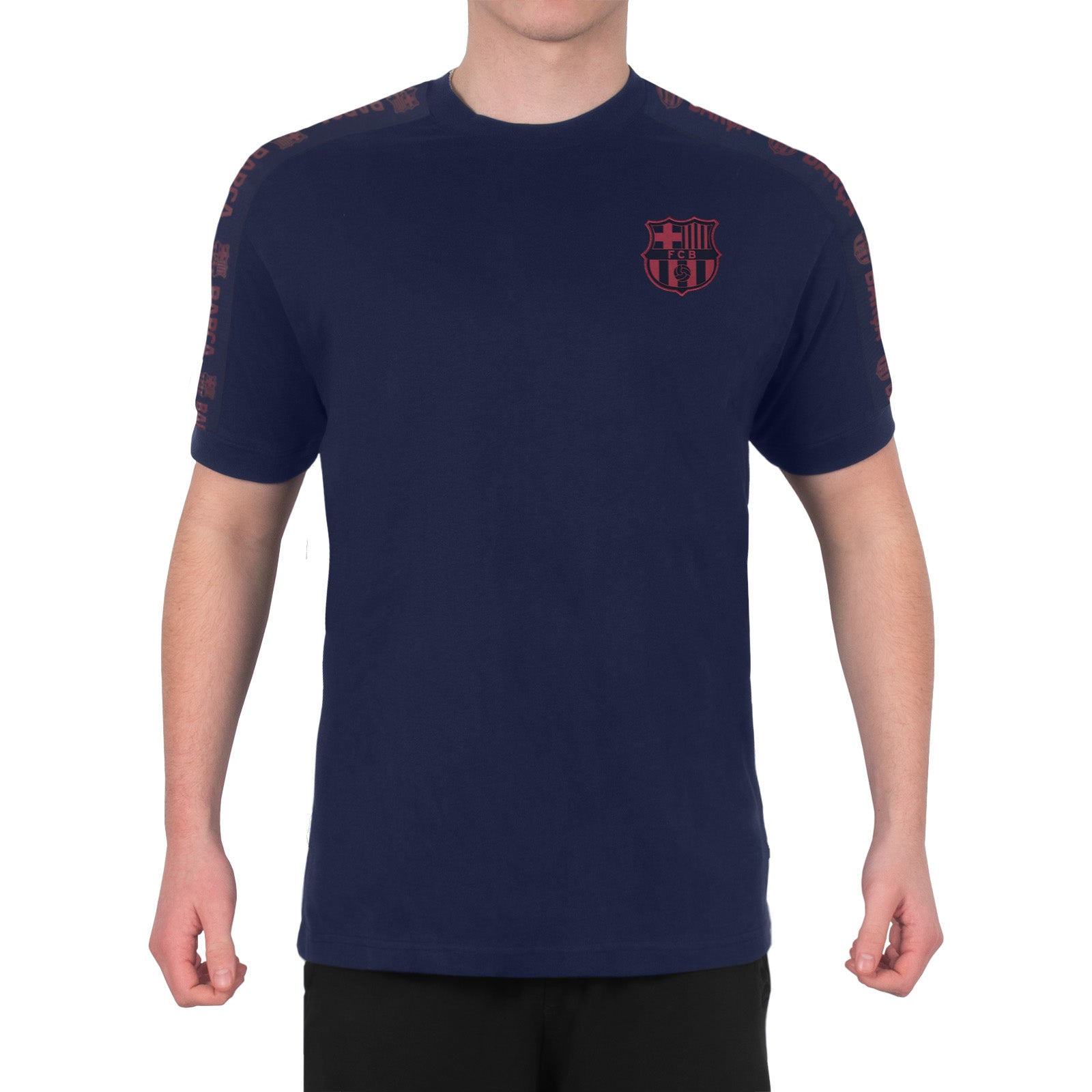 FC Barcelona adults T-shirt, short sleeves in navy blue with club crest to chest