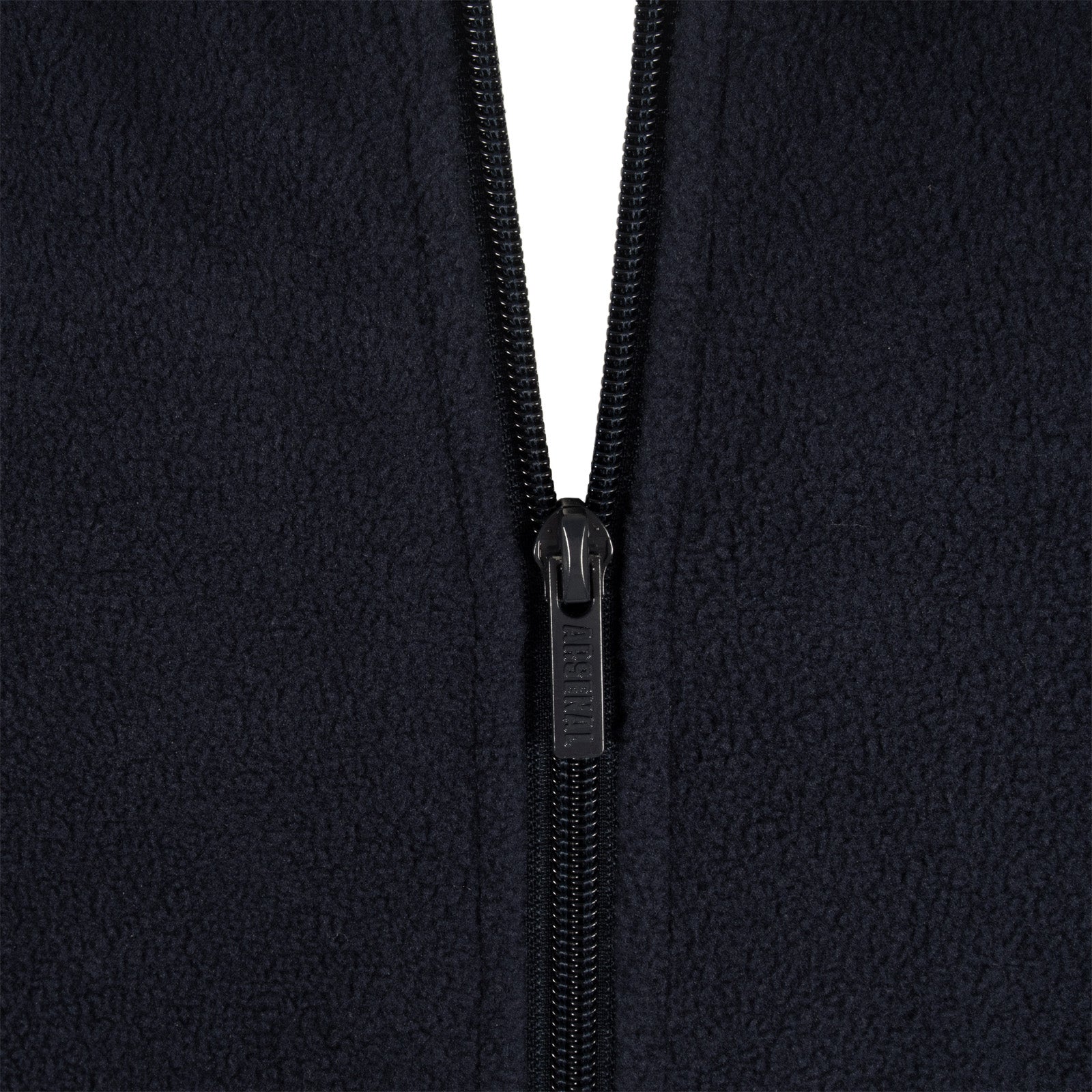 Arsenal adults microfleece jacket in navy with a woven club crest to chest.