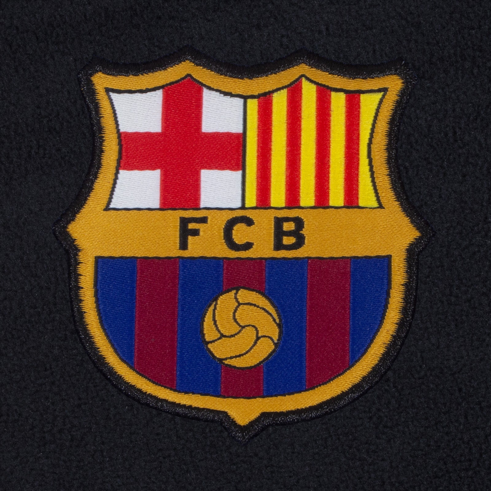 FC Barcelona adults microfleece jacket in navy with a woven club crest to chest.