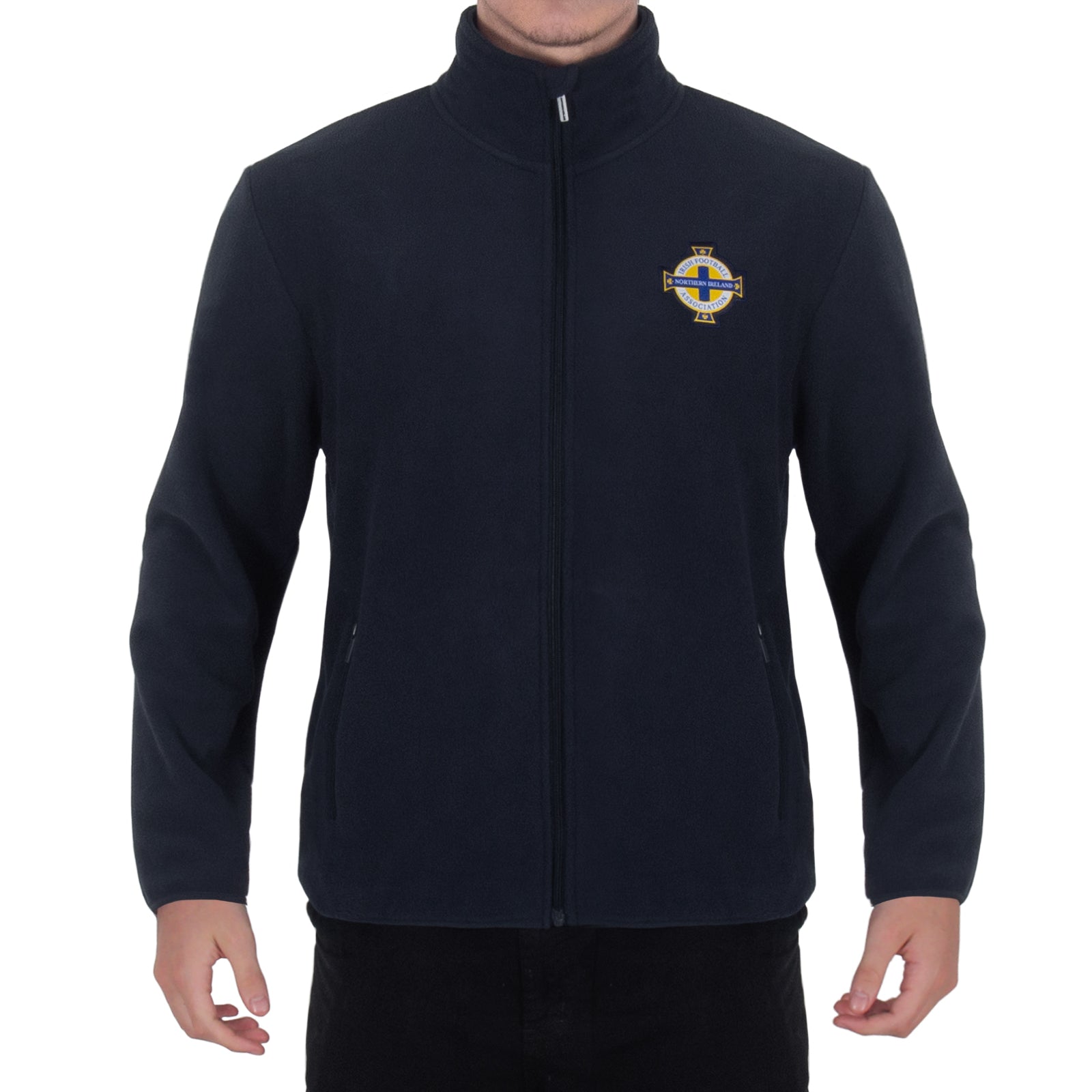 Northern Ireland adults microfleece jacket in navy with a woven club crest to chest.