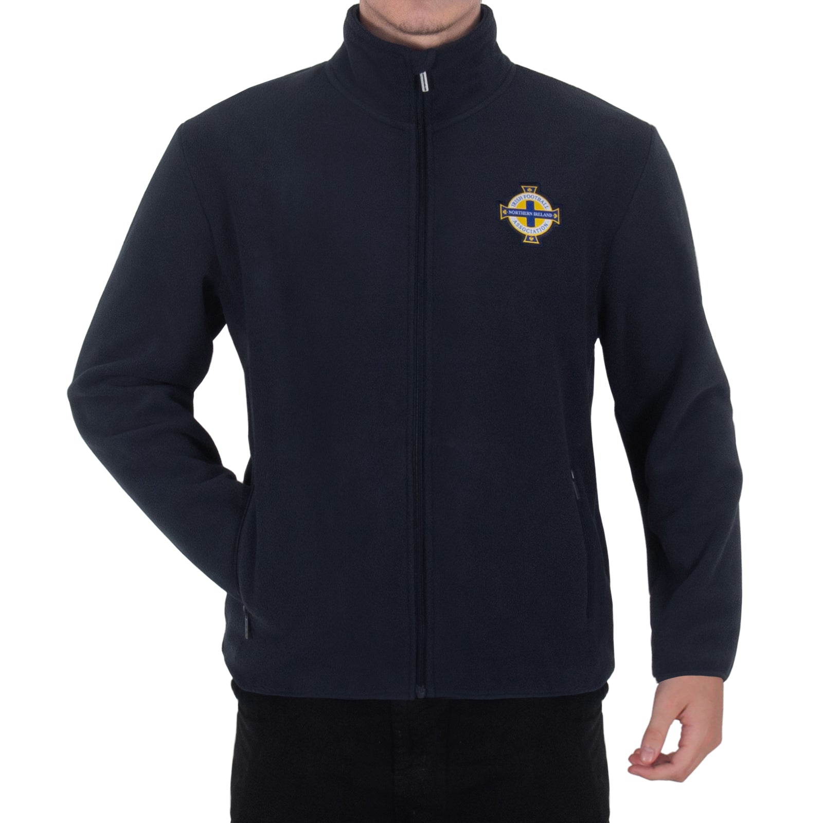 Northern Ireland adults microfleece jacket in navy with a woven club crest to chest.