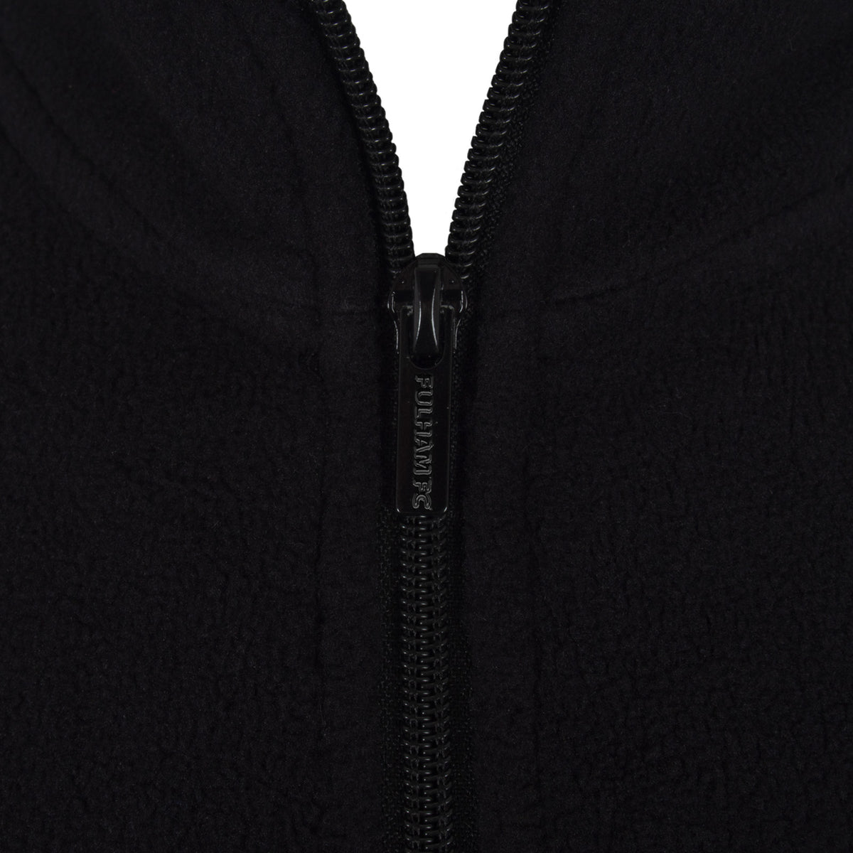Fulham adults microfleece jacket in black with a woven club crest to chest.