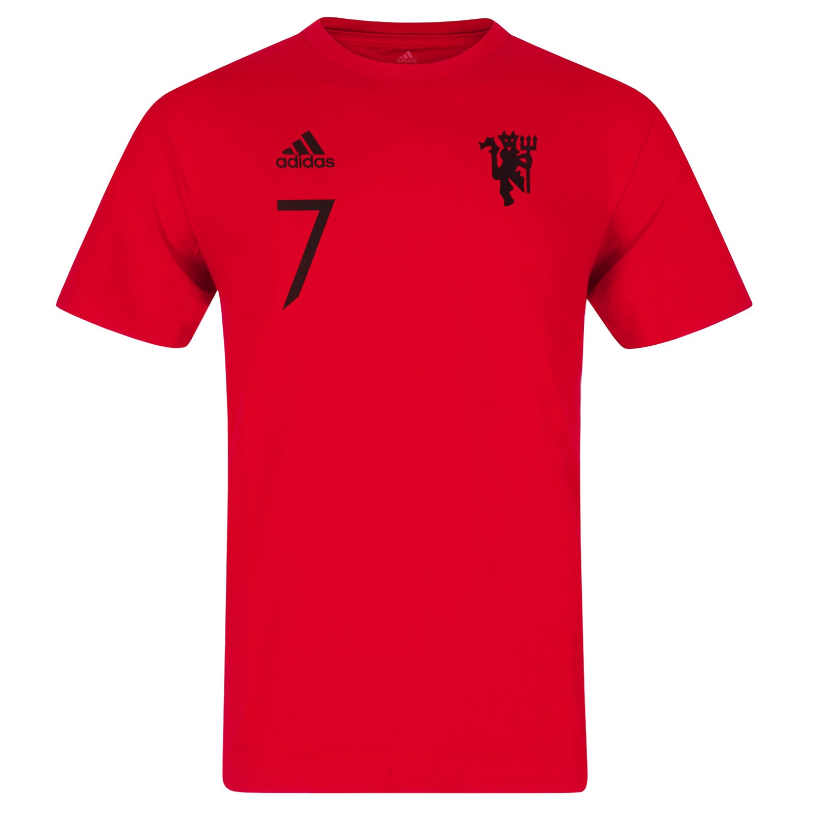 Man Utd adults T-Shirt in red with logo and No. 7 print to front.
