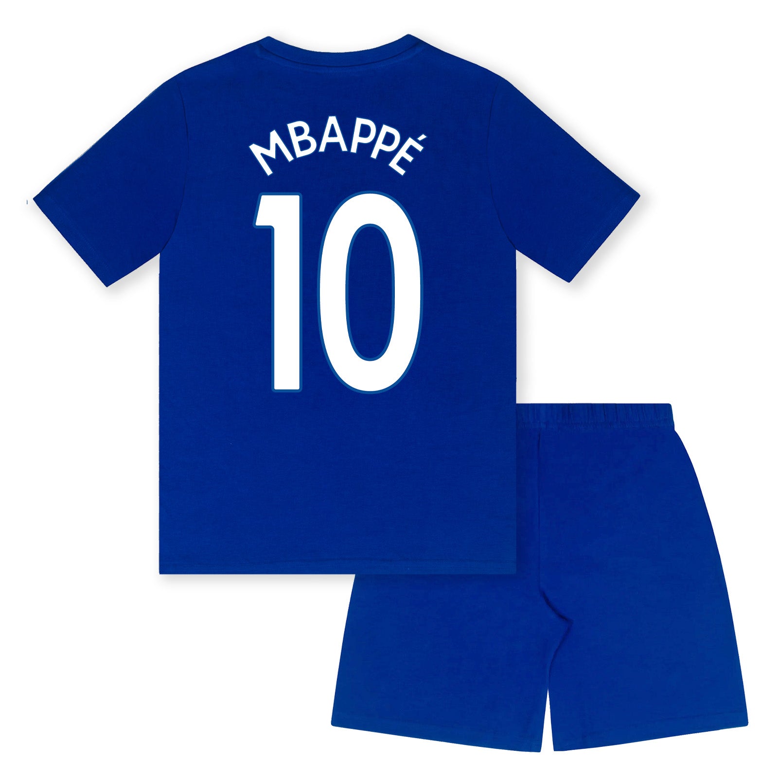 Real Madrid kids short pyjamas in reflex blue. Short sleeve top with graphic club crest and shorts also with crest to the leg