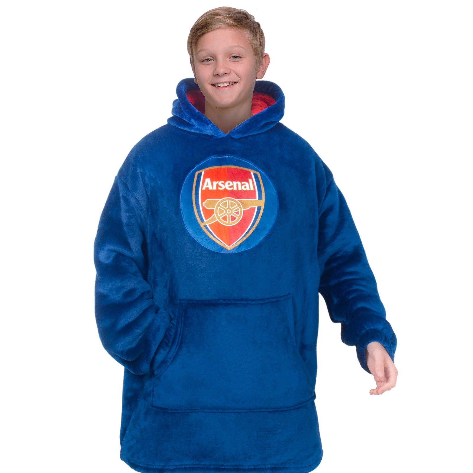 Arsenal oversized hoodie blanket for kids in navy blue