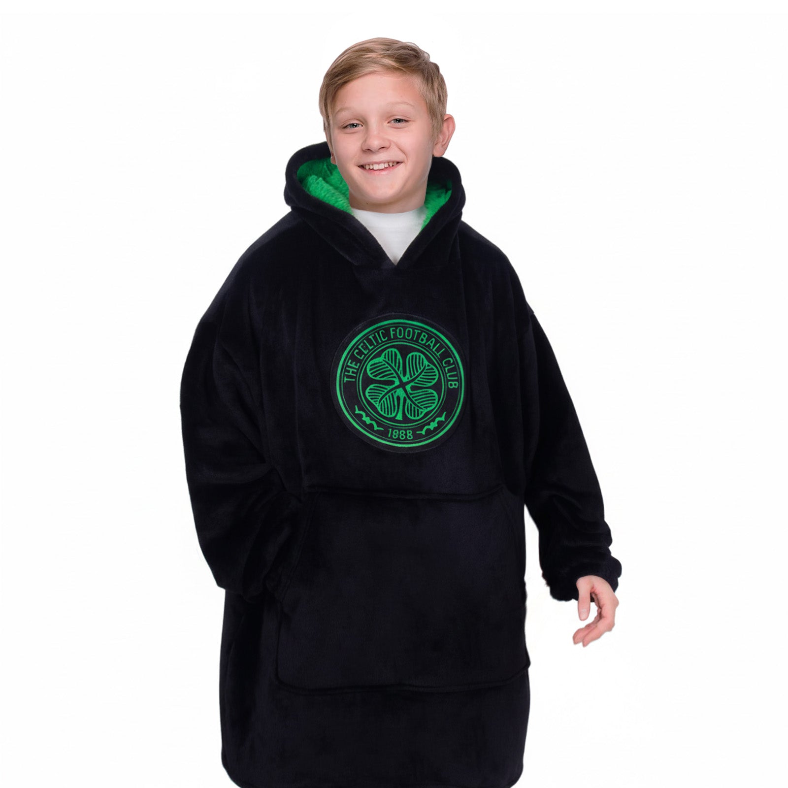 Celtic oversized hoodie blanket for kids in black