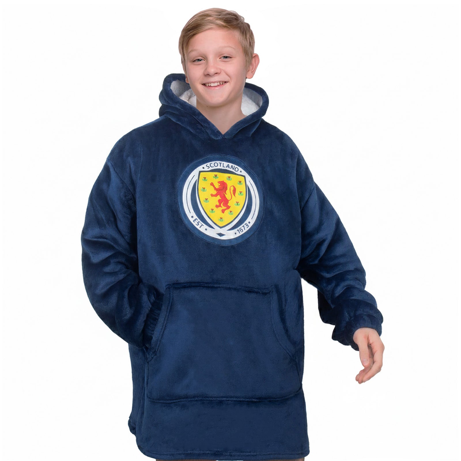 Scotland oversized hoodie blanket for kids in navy blue
