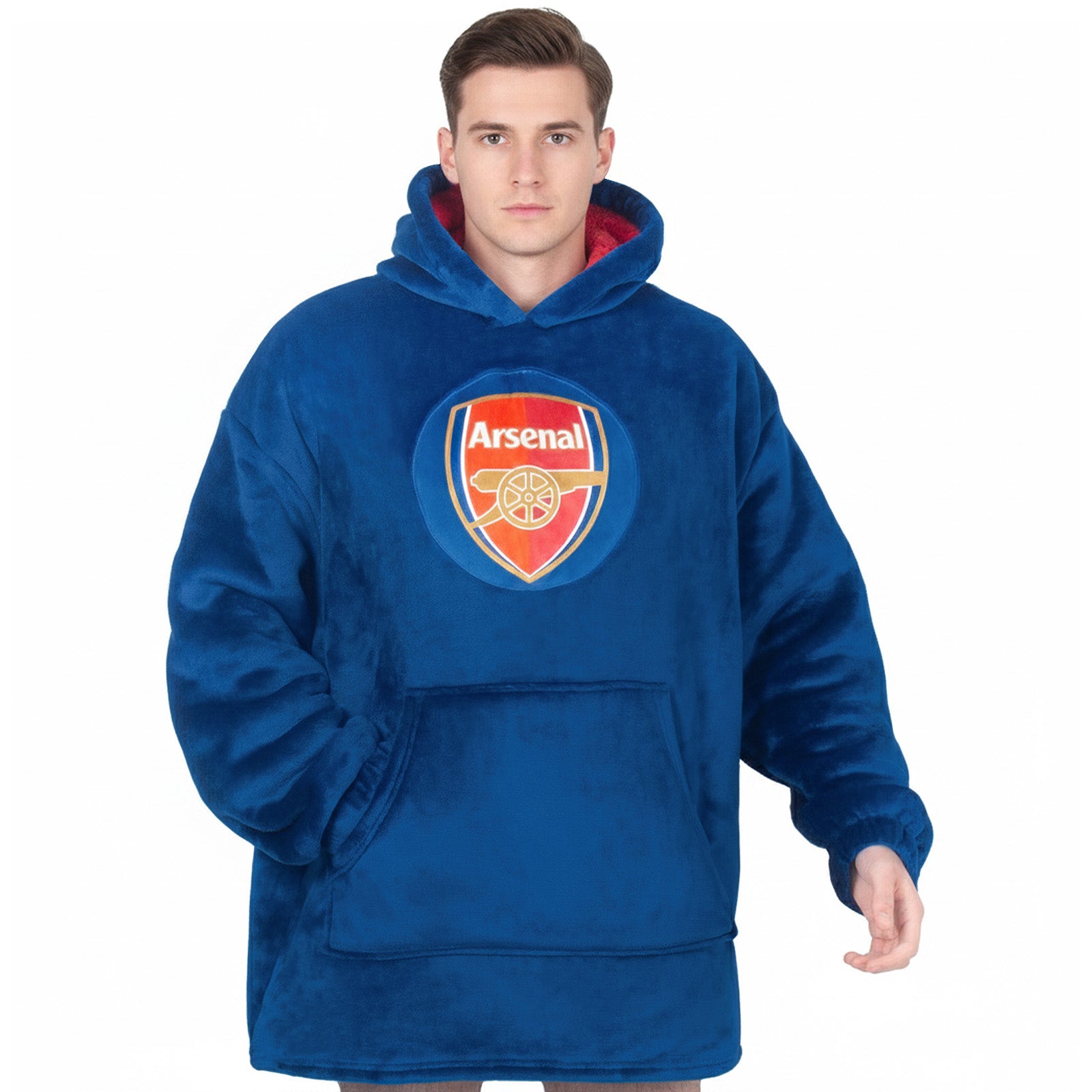 Arsenal oversized hoodie blanket for adults in navy blue