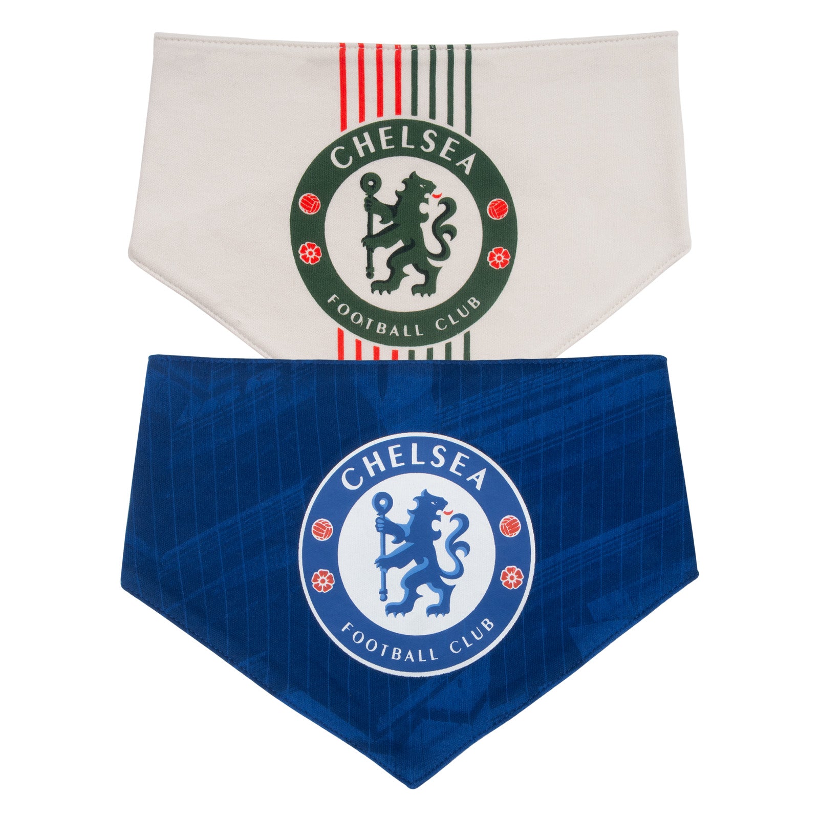 Chelsea FC baby 2pk bibs in blue & off-white