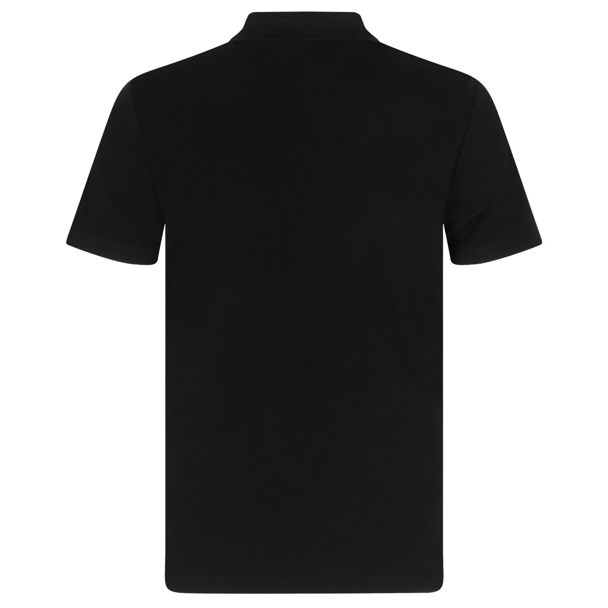 Leeds retro polo shirt in black with a rose embroidered crest applique patch to chest