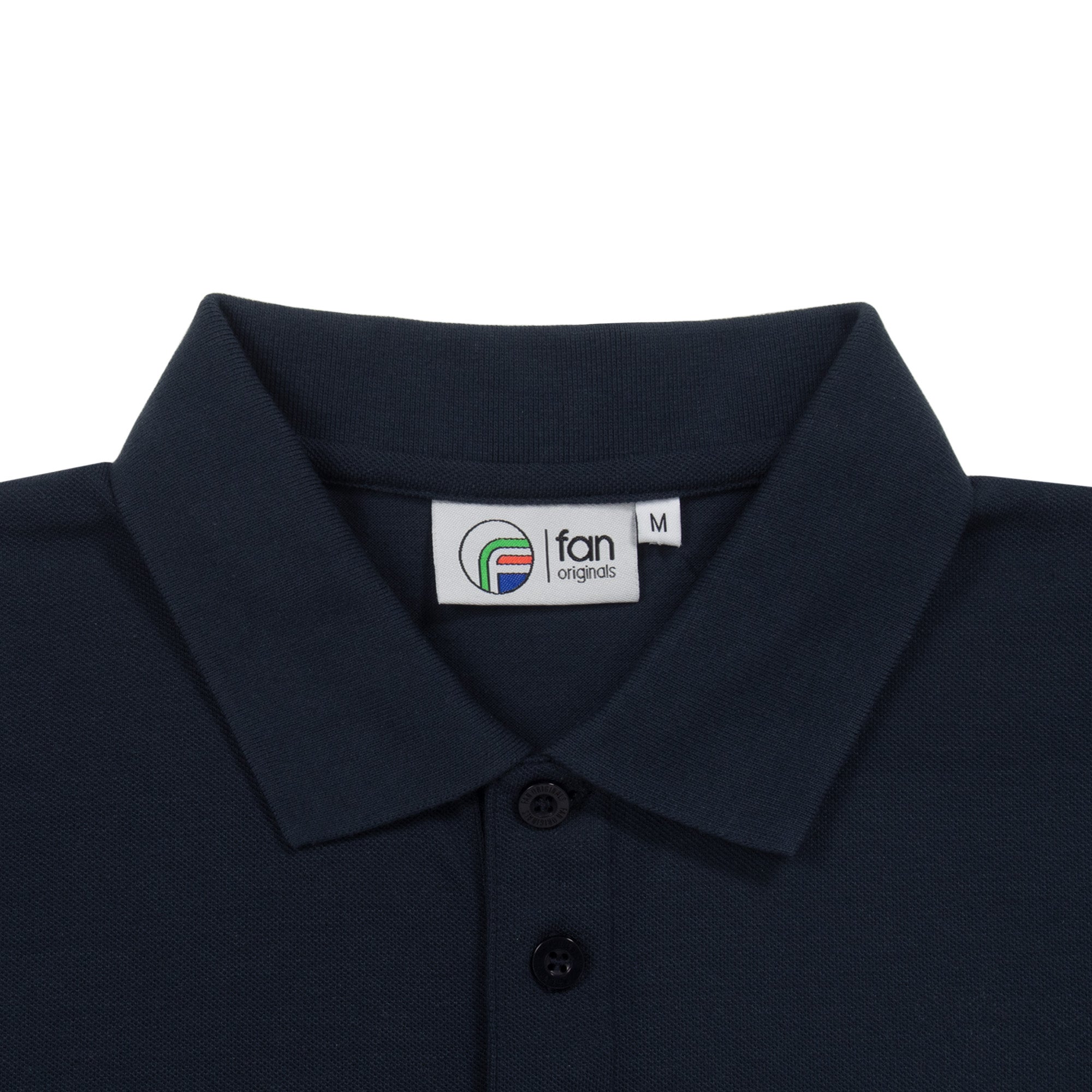 Leeds retro polo shirt in navy with a rose embroidered crest applique patch to chest
