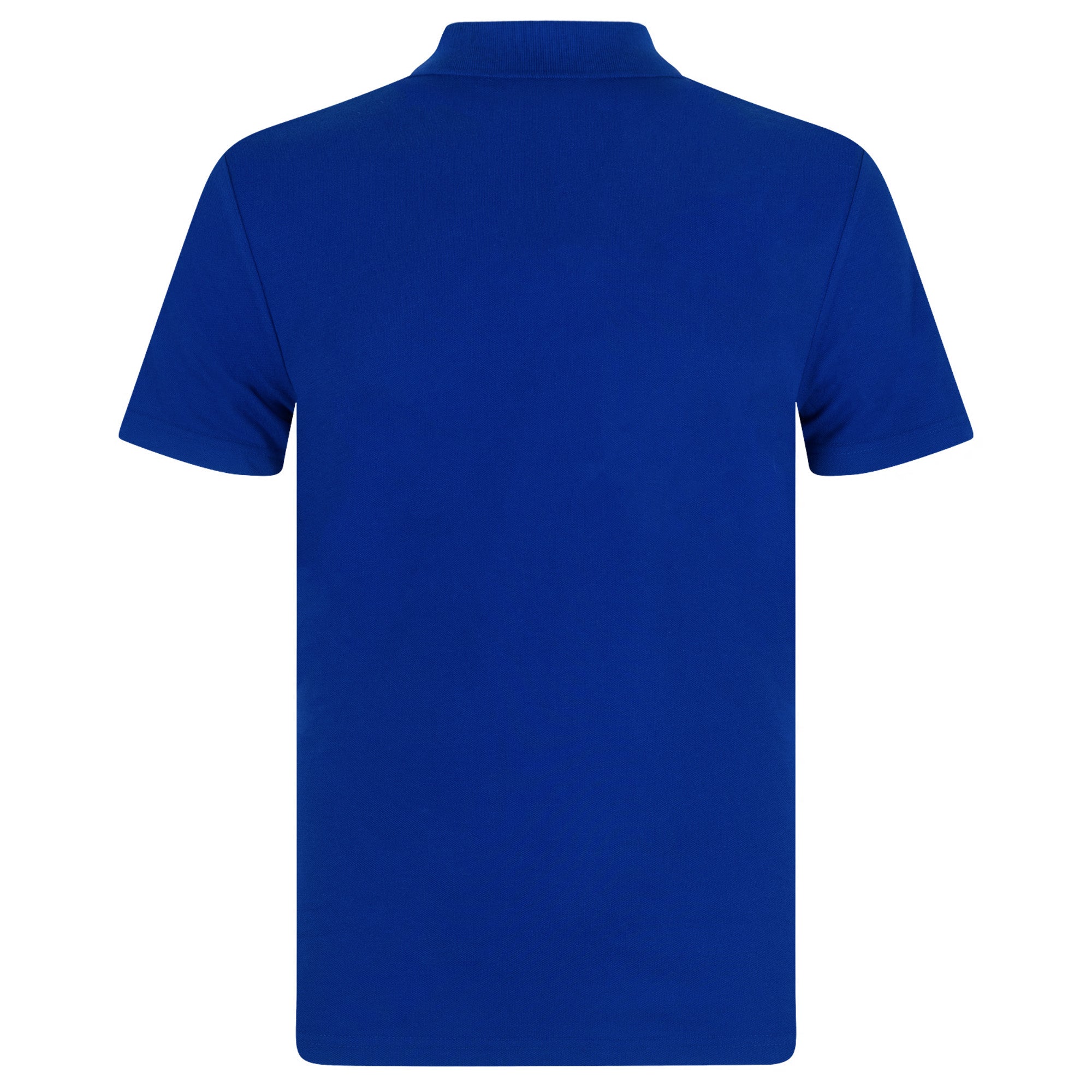 Leeds retro polo shirt in royal with a rose embroidered crest applique patch to chest