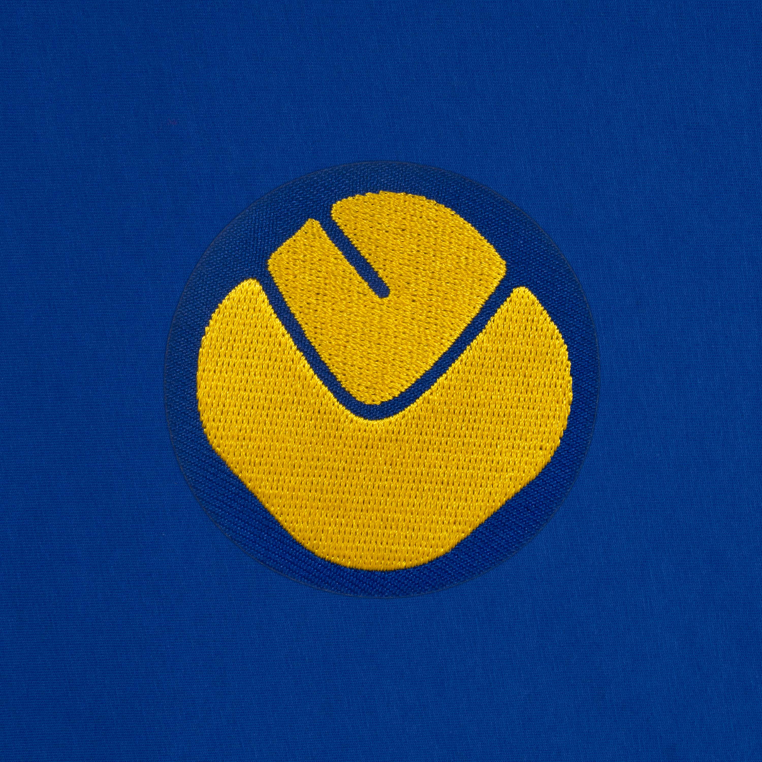Leeds retro crew neck t-shirt in royal with embroidered applique smiley crest