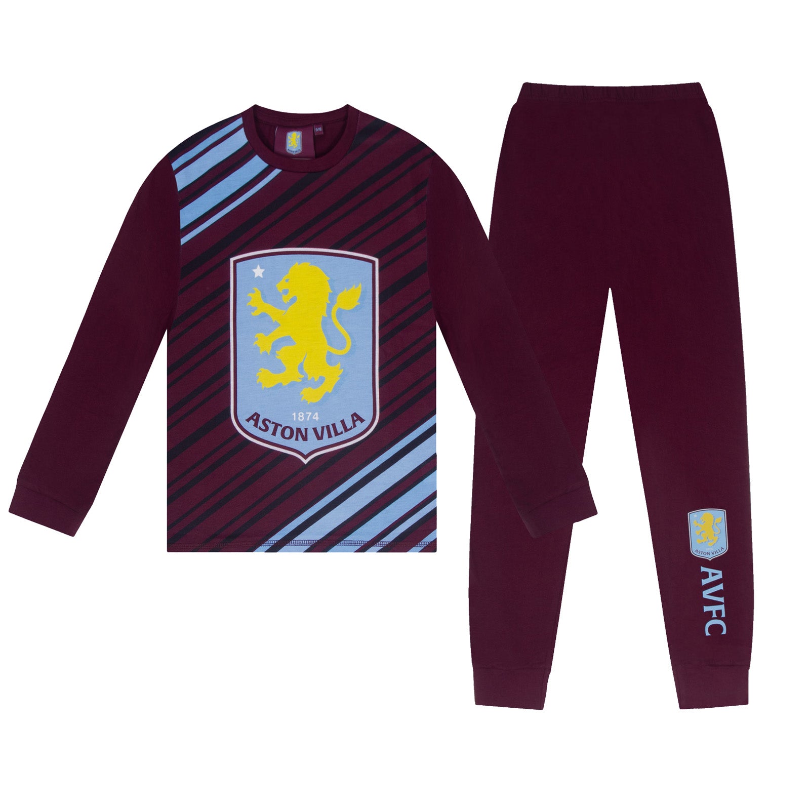 Aston Villa long pyjamas for kids in claret