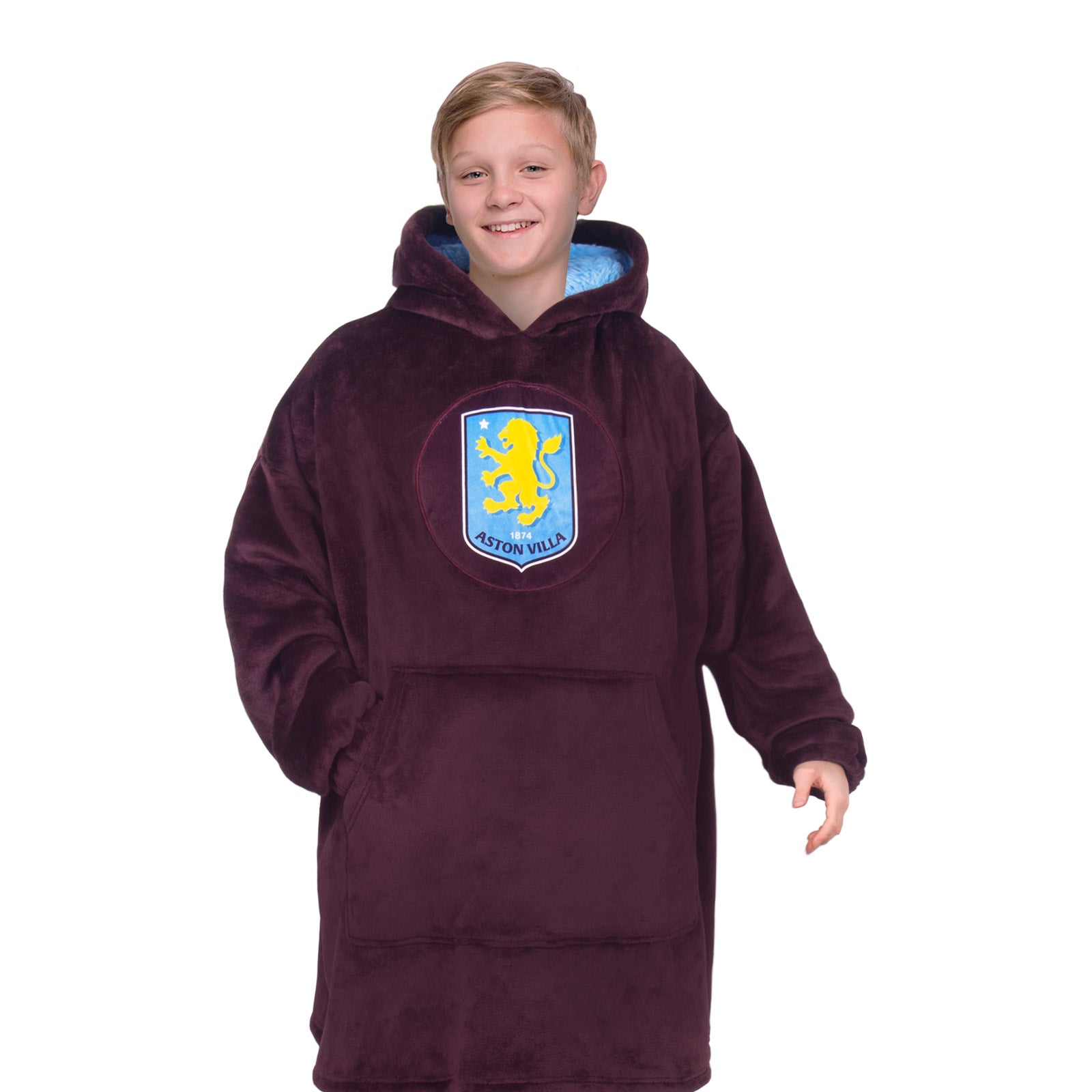 Aston Villa oversized hoodie blanket for kids in navy blue