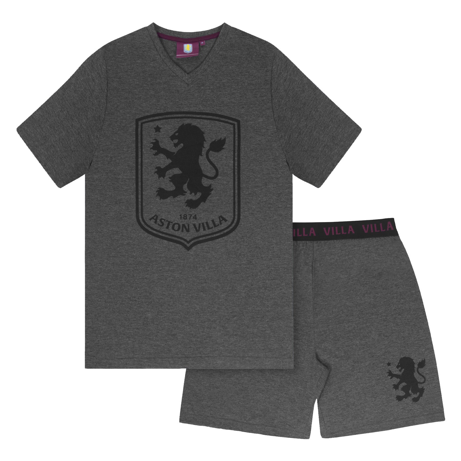Aston Villa short pyjamas for adults in grey