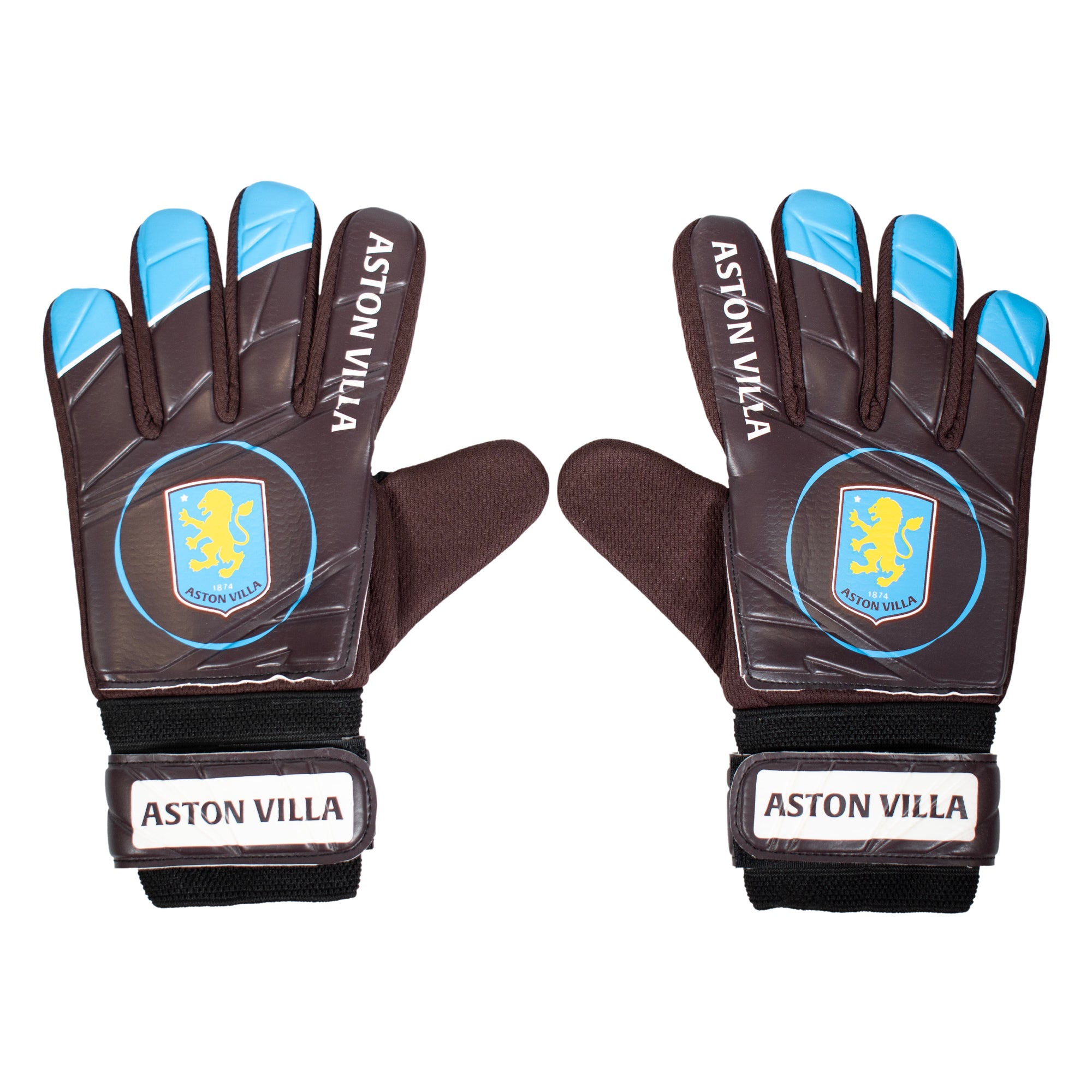 Aston Villa claret goalkeeper gloves with club crest & text print to each glove