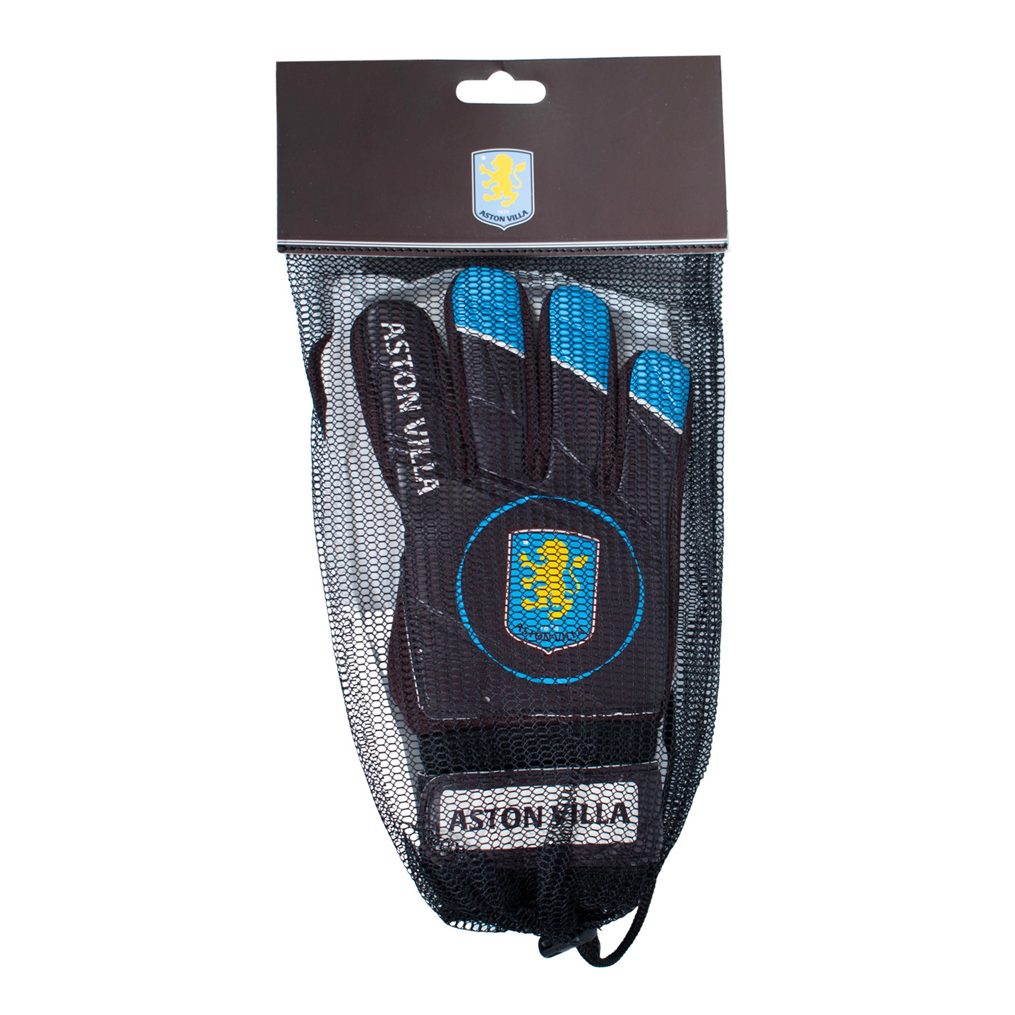 Aston Villa claret goalkeeper gloves with club crest & text print to each glove