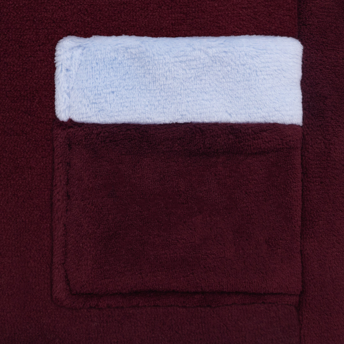 Aston Villa kids hooded dressing gown in claret & blue with club crest on the chest.