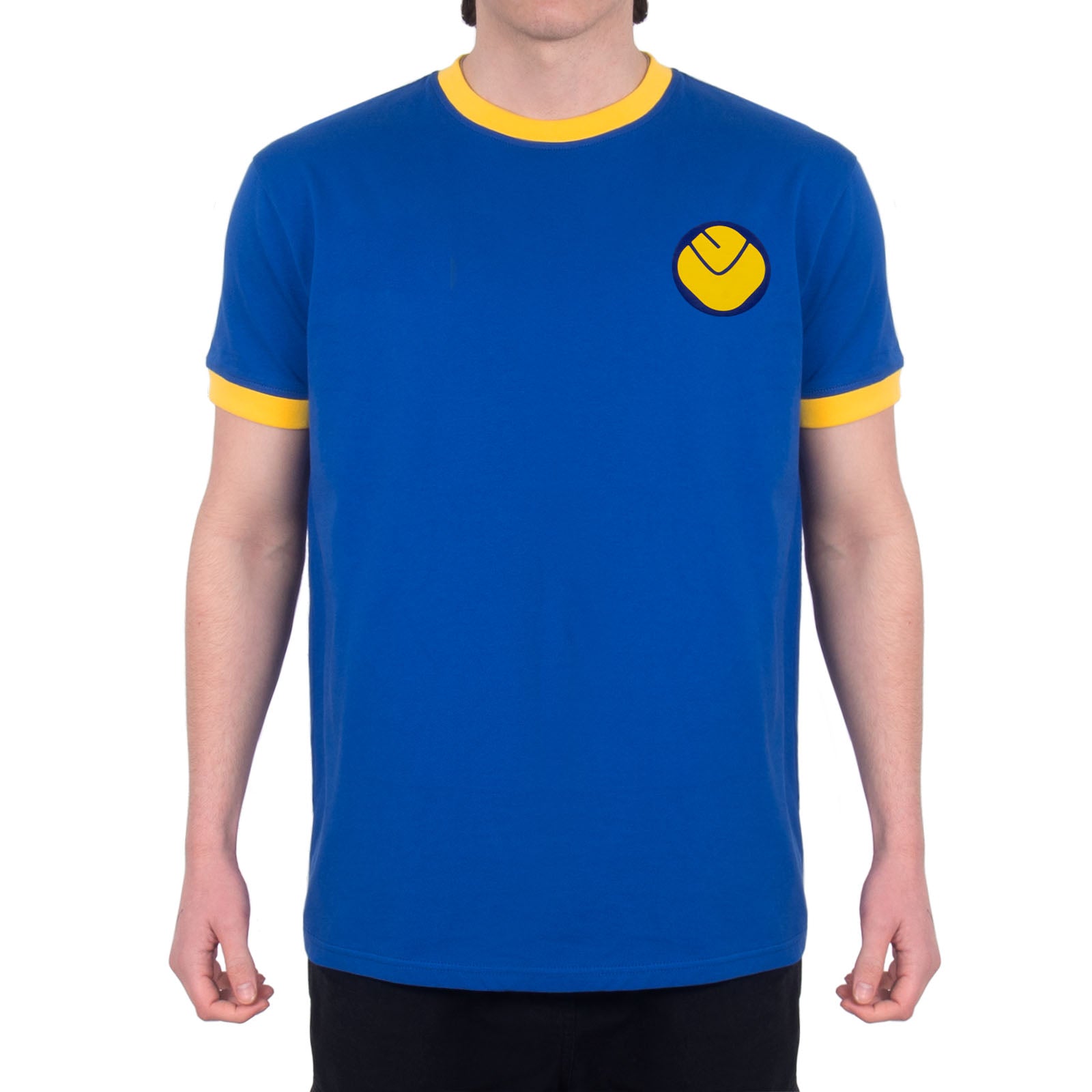 Leeds retro crew neck t-shirt in royal with printed smiley crest