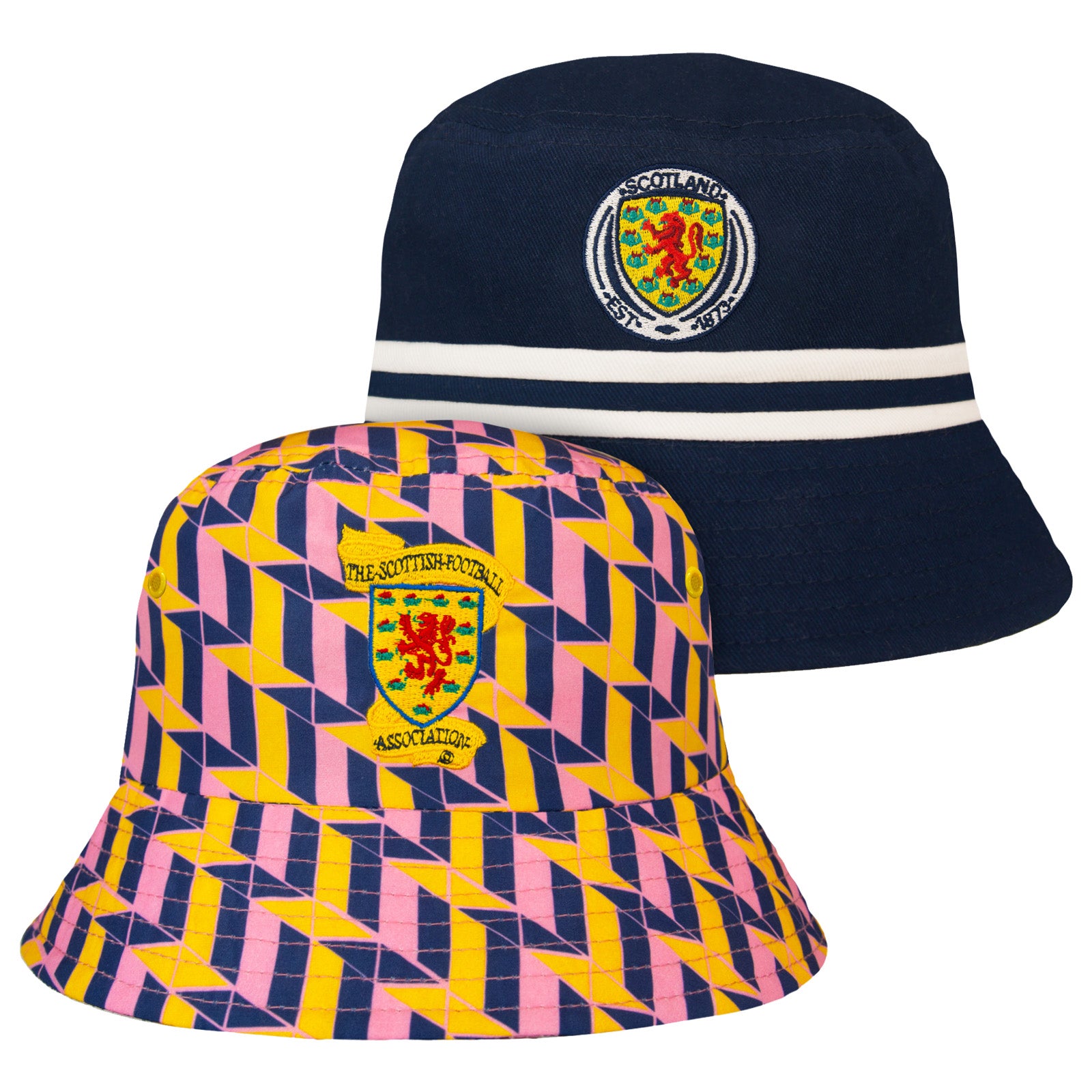 Scotland 2 pack bucket hat in navy pink & yellow