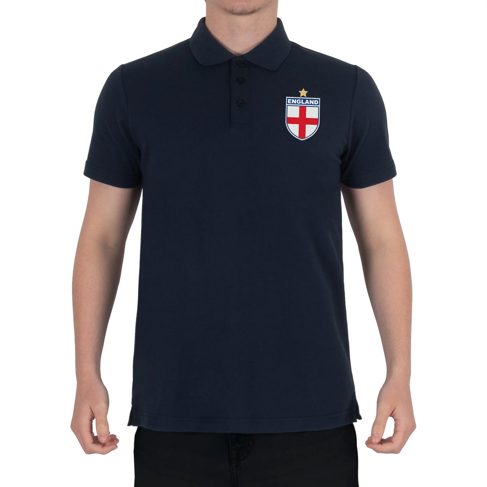 England retro polo shirt in navy with printed logo on the chest
