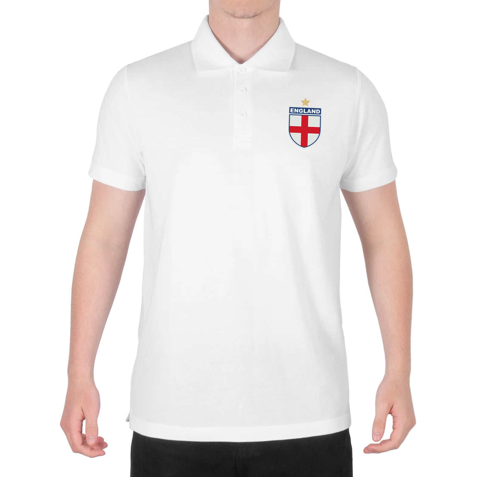 England retro polo shirt in white with printed logo on the chest