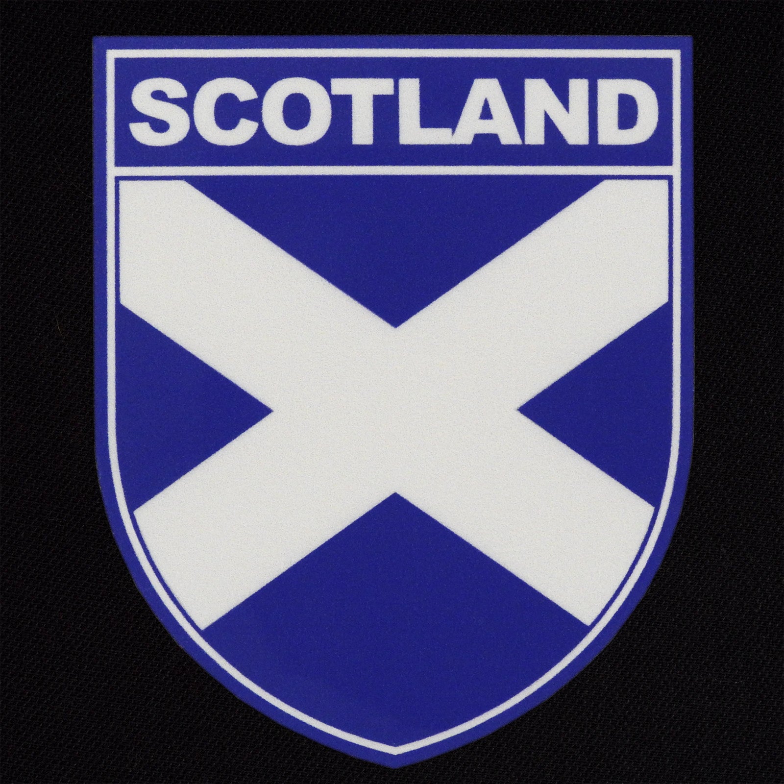Scotland retro polo shirt in black, navy, royal & white with printed logo on the chest