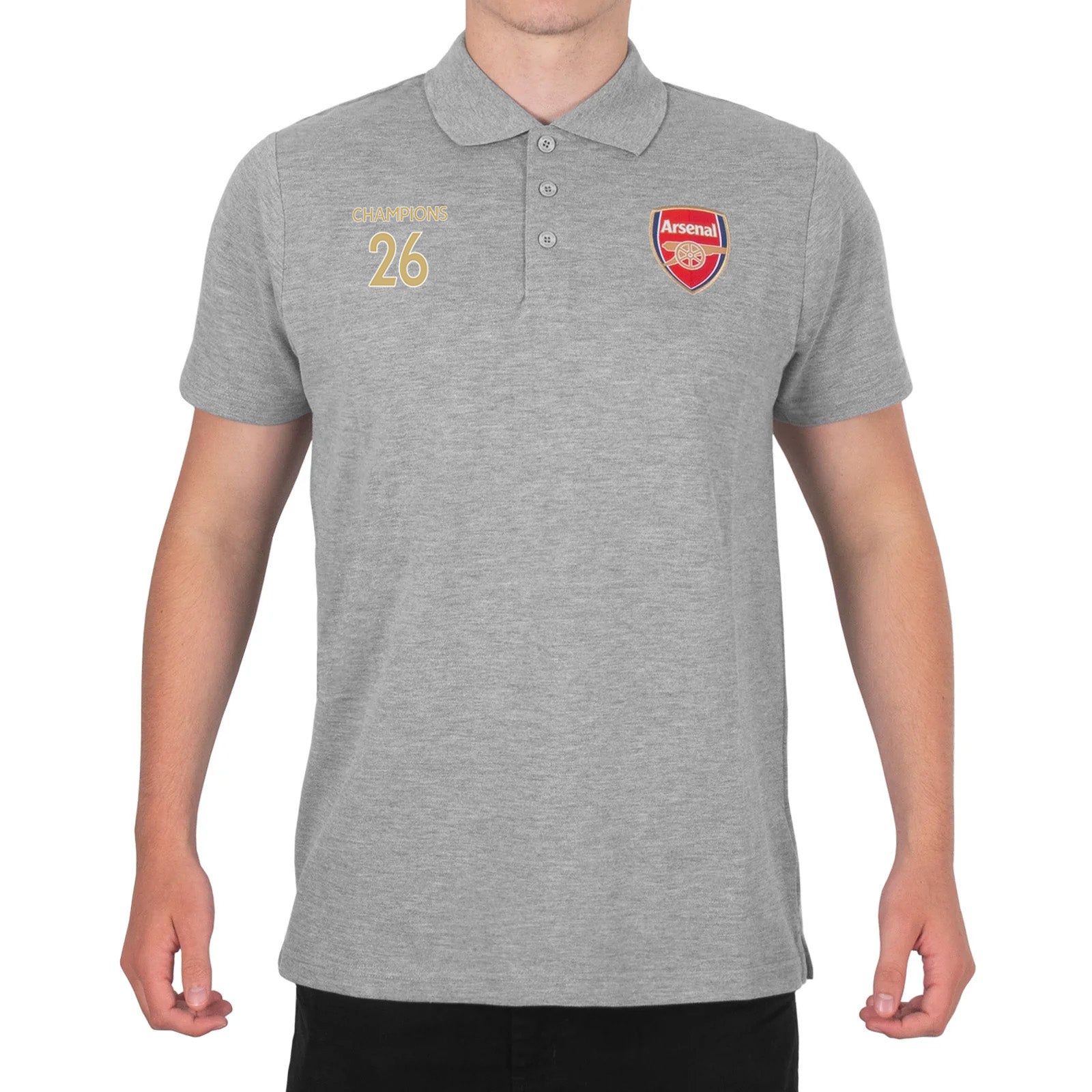 Arsenal polo shirt for adults in black, red, white & navy featuring the club crest to chest