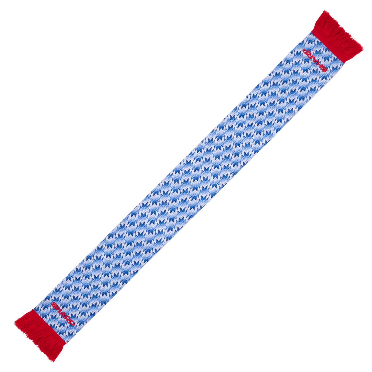 Man United football scarf in retro blue 1990 away kit colours