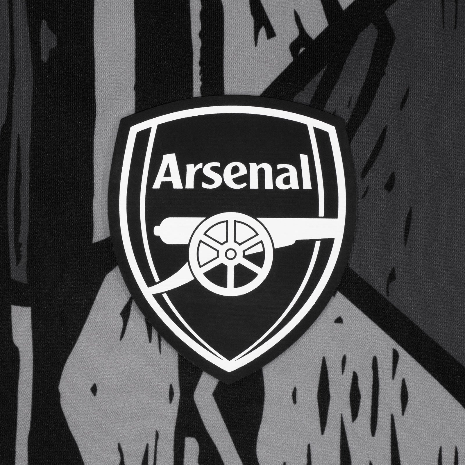 Arsenal adults track jacket in black and grey graphic design with club crest to chest