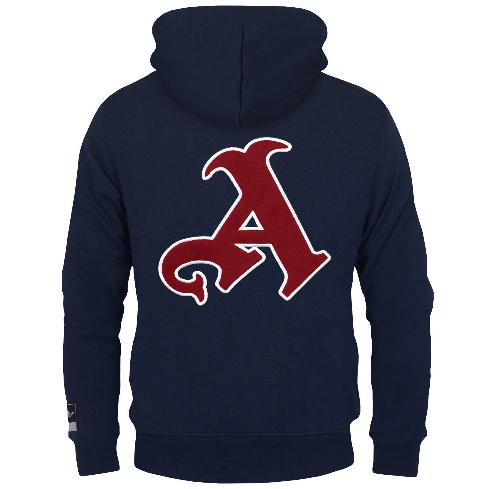 Arsenal adults graphic hoodie in navy blue with Gothic 'A' logo to the front chest and matching large logo on the back