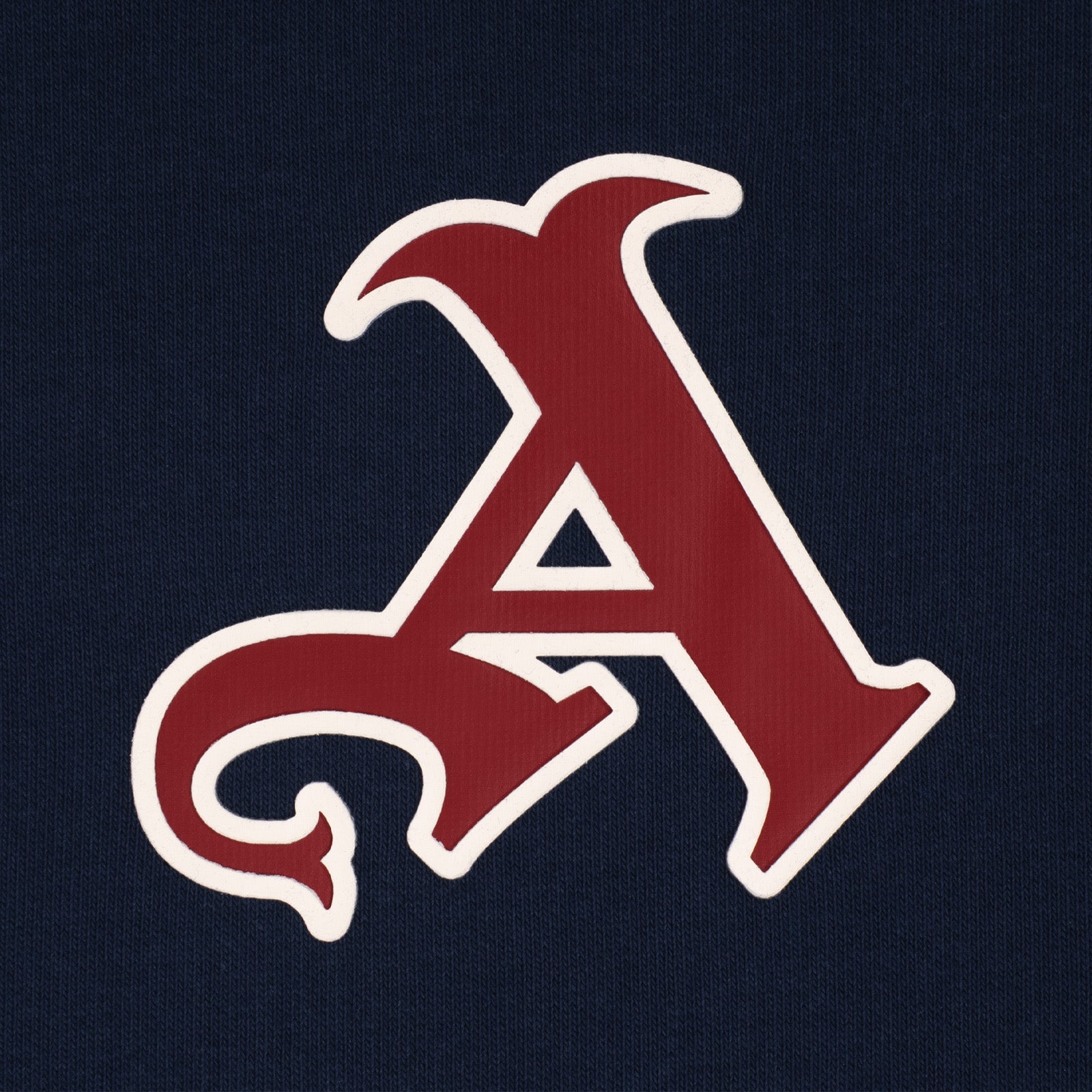 Arsenal adults graphic hoodie in navy blue with Gothic 'A' logo to the front chest and matching large logo on the back