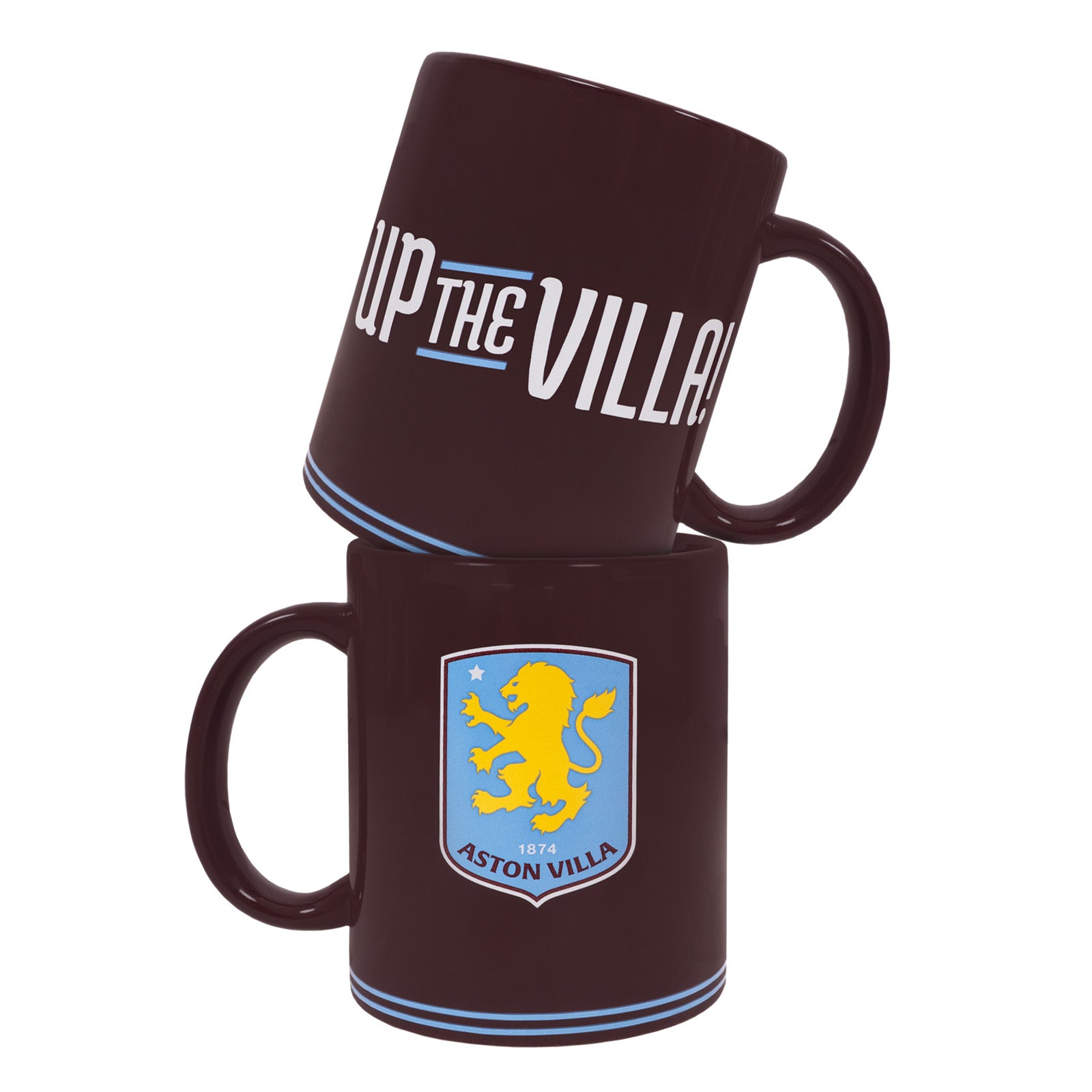 Aston Villa Mug in claret featuring the club crest and "Up the Villa" text to the sides