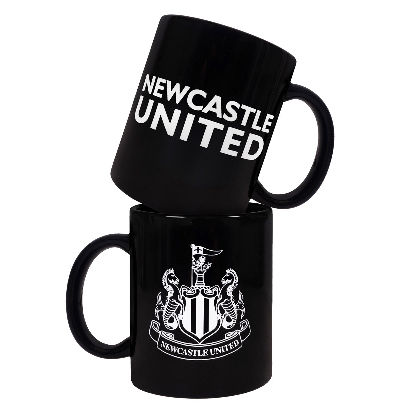 Newcastle United Mug in black featuring the club crest and name to the sides