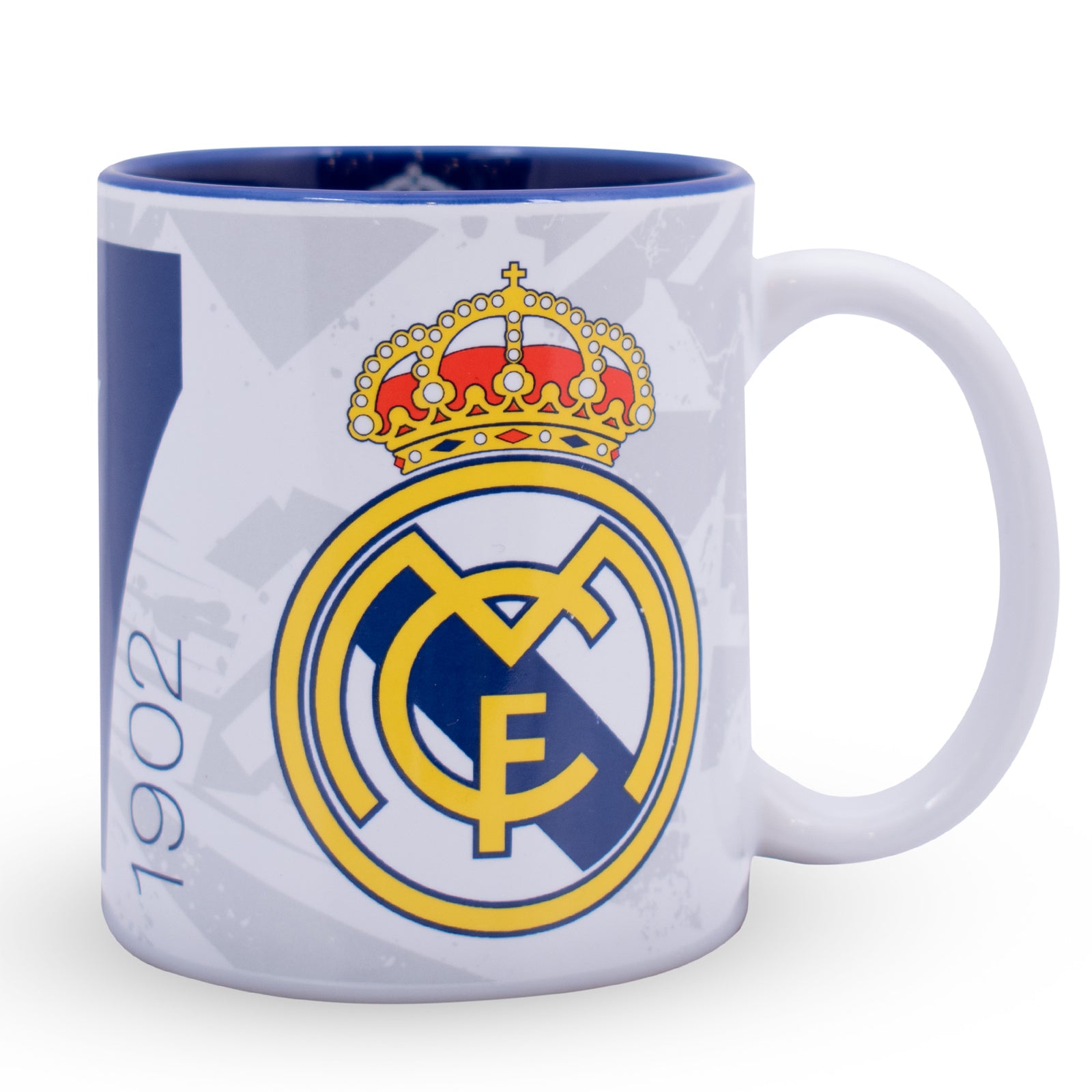 Real Madrid Mug in white featuring the club crest and iconic shirt numbers to the sides
