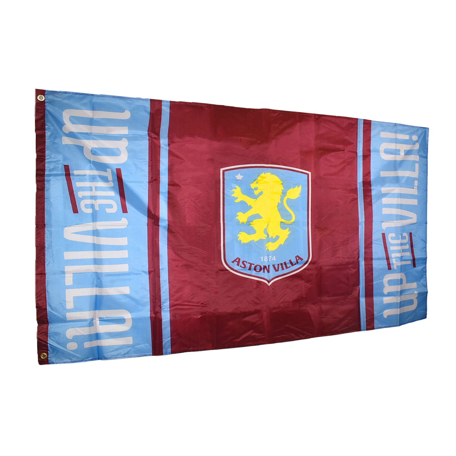 Aston Villa 5ft x 3ft flag in claret and blue with large club crest and "UP THE VILLA" text