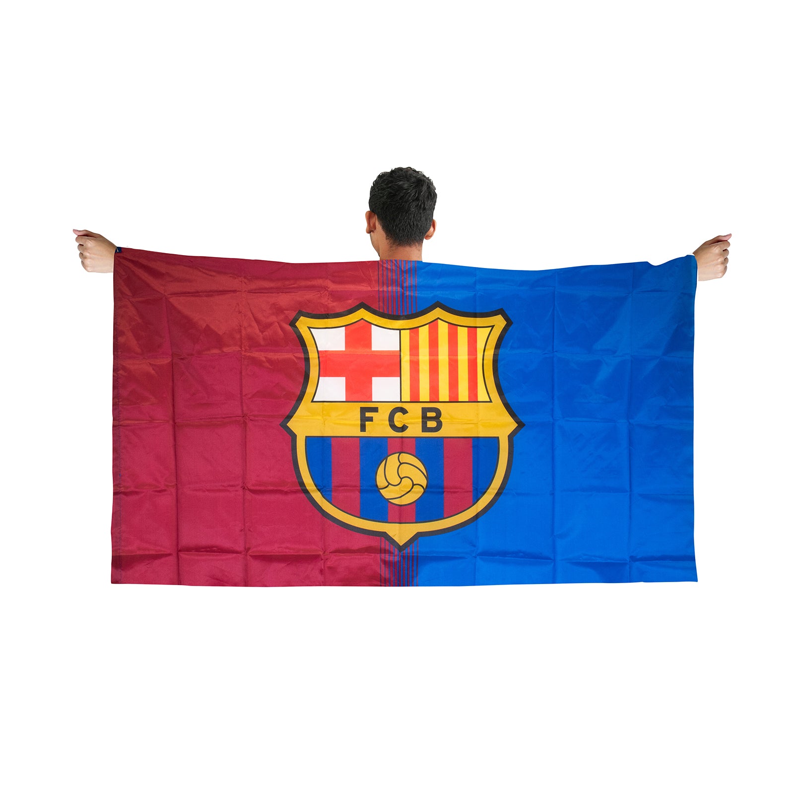 FC Barcelona 5ft x 3ft flag in claret and blue with large club crest to the centre