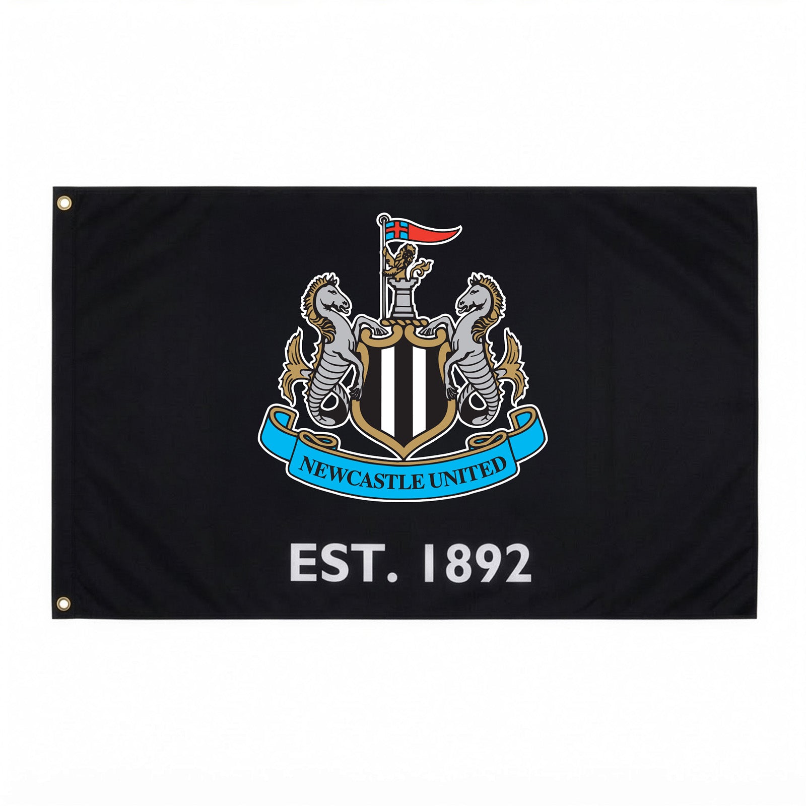 Newcastle United 5ft x 3ft flag in black with large club crest to the centre