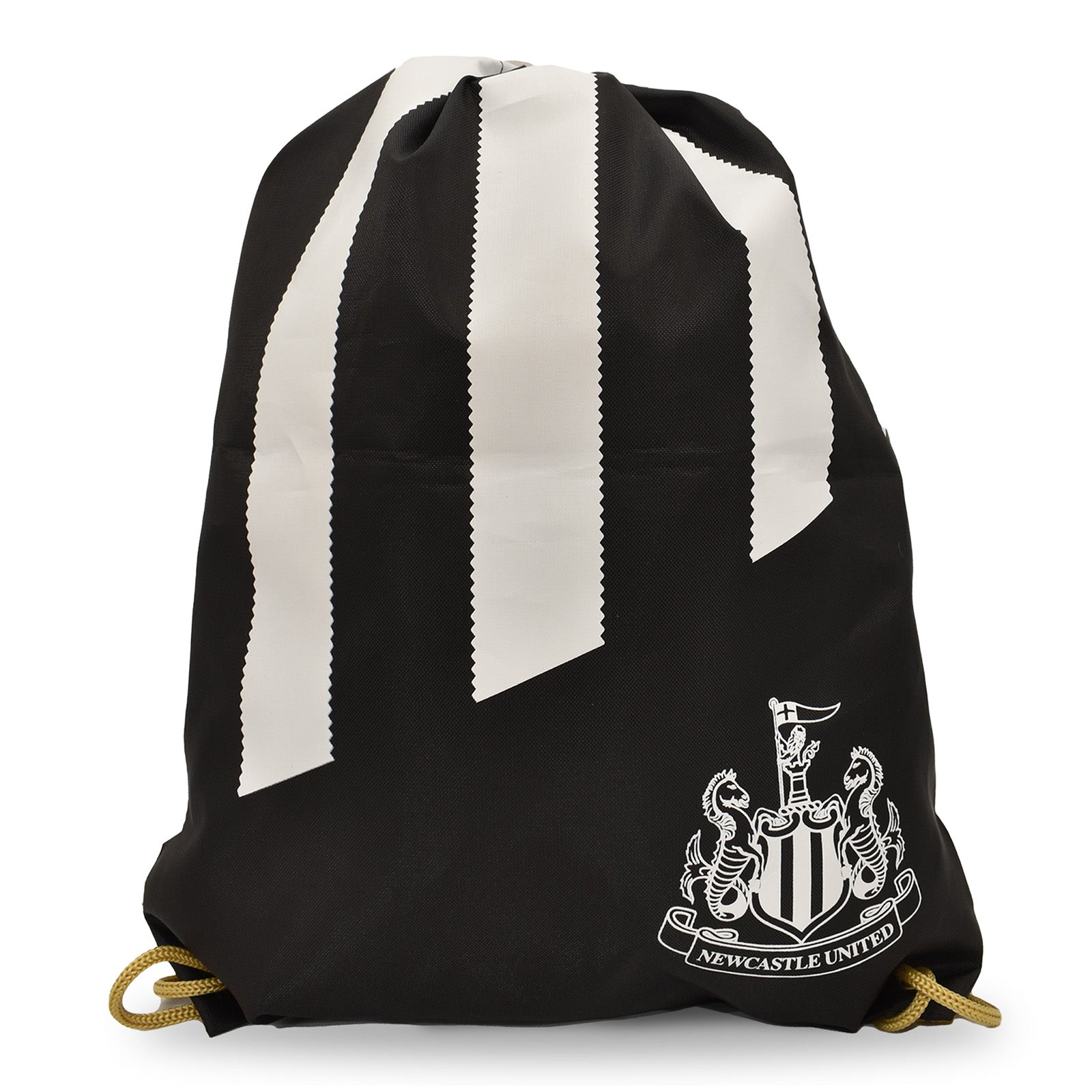 Newcastle United Drawstring Gym Bag in black and white stripes, featuring the club crest to the front